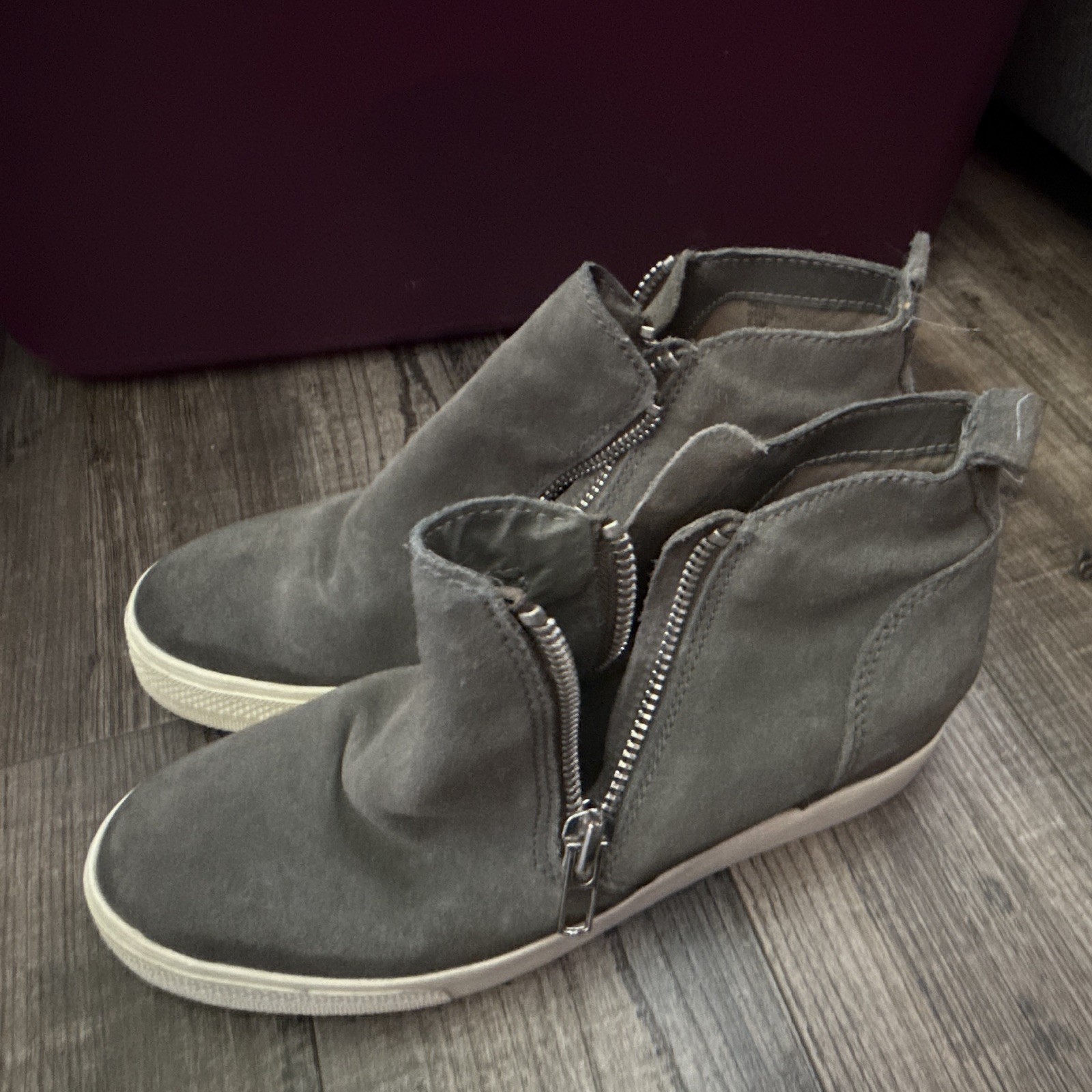 Steve Madden Wedgie Sneaker Leather Streetwear Gray Grey Bootie Shoes