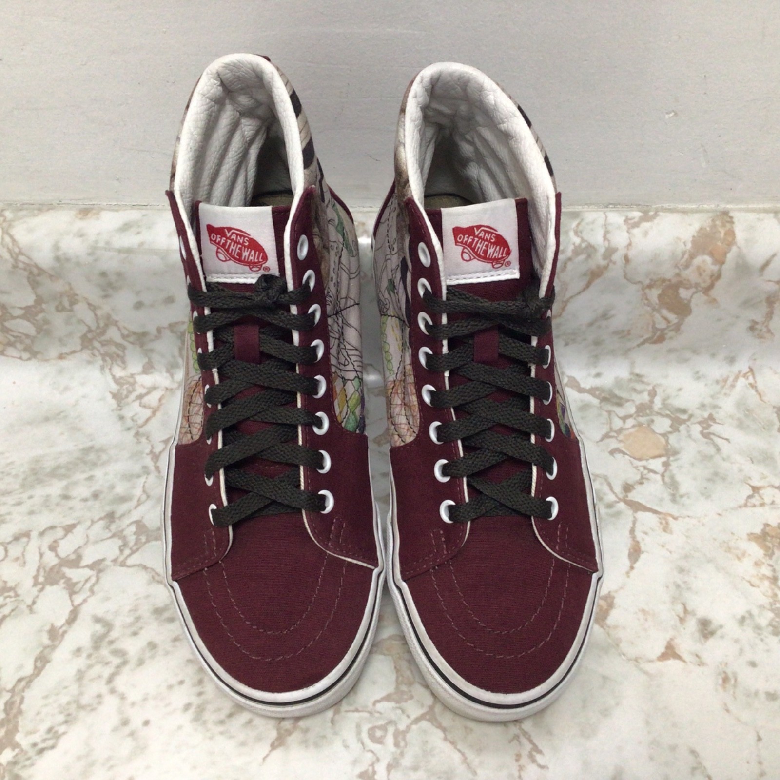 VANS Jesus Embroidered Burgundy High Top Sneakers Women’s Size 8.5 Art Graphics