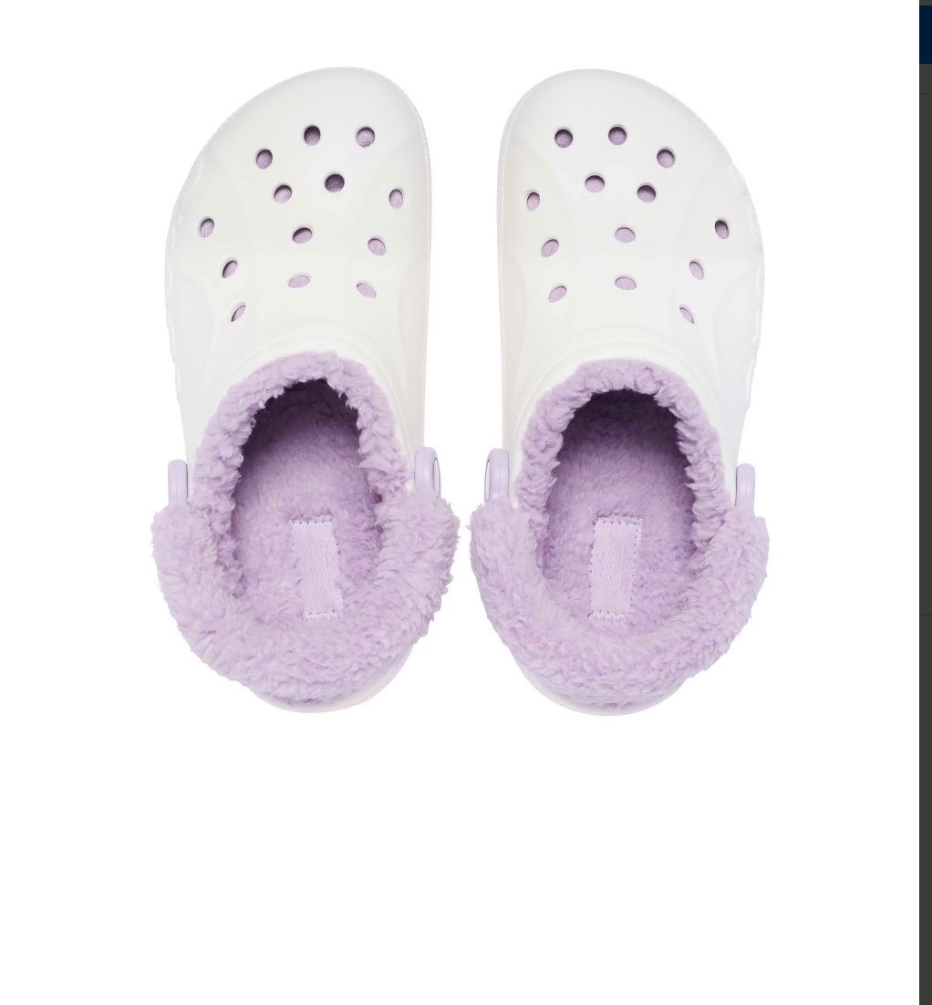 Crocs Baya Lined Fuzz Strap Women’s Clog Lavender 206633-577/ White 206633-4JQ