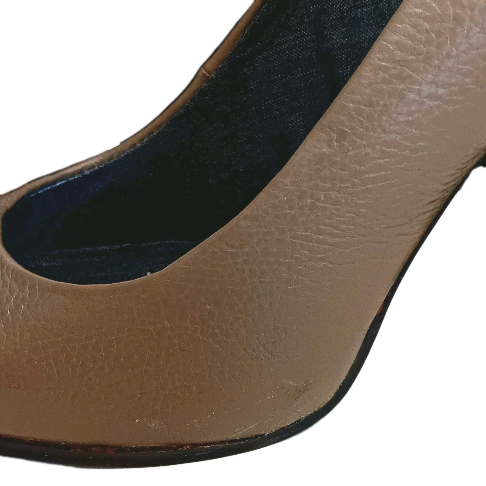 Calvin Klein Ryleigh Burnished Brown Block Heel Leather Pumps US 9 Rare Work EUC