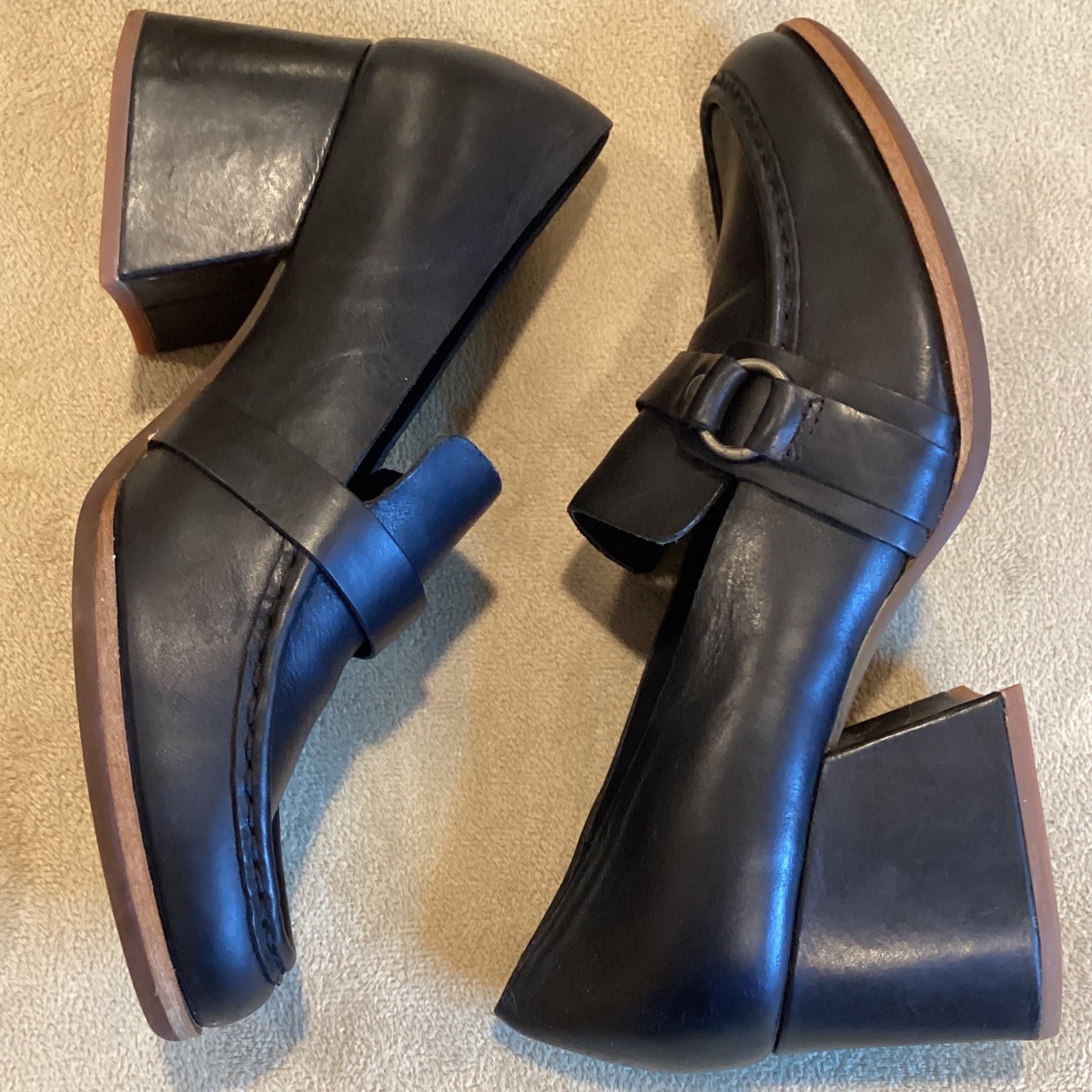 Kork Ease Aki Black Leather Loafers Slip On Shoes Women’s US 8.5, EU 39, UK 6.5