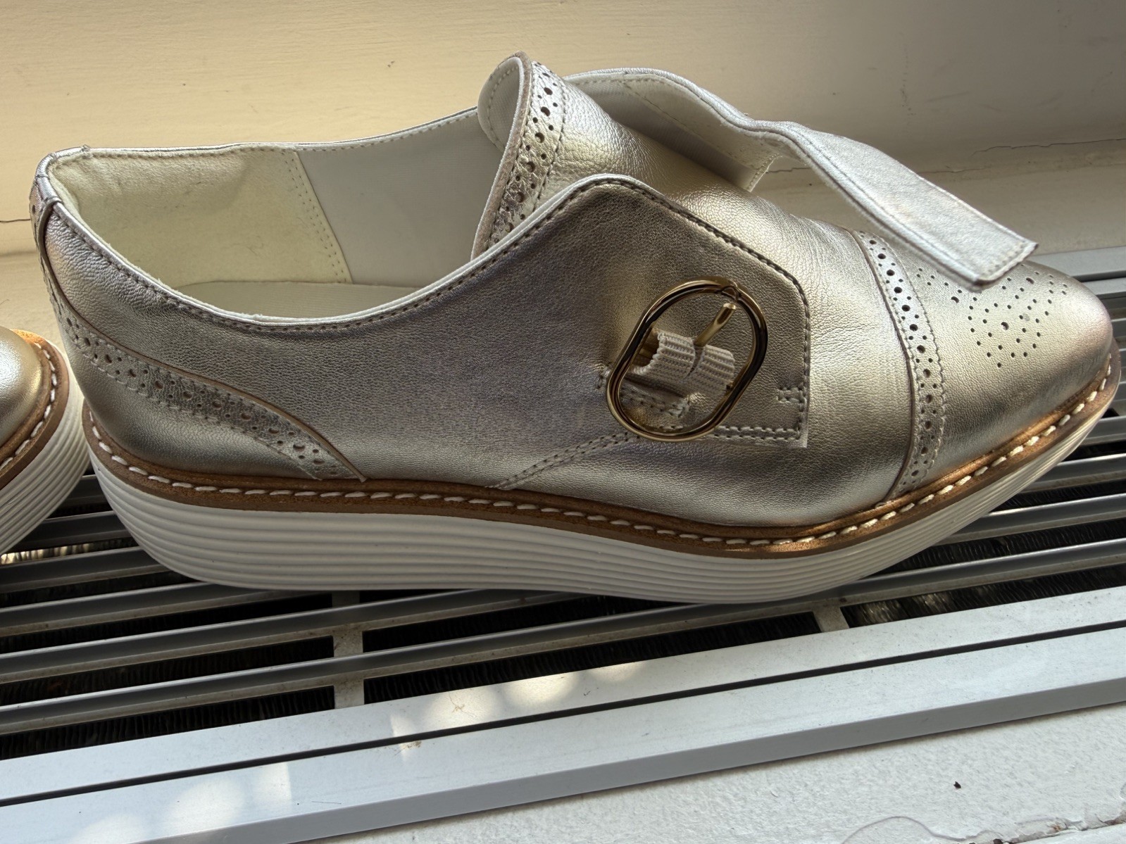 Cole Haan Women’s Original Grand Platform Monk Strap Oxfords Soft Gold Size 9B