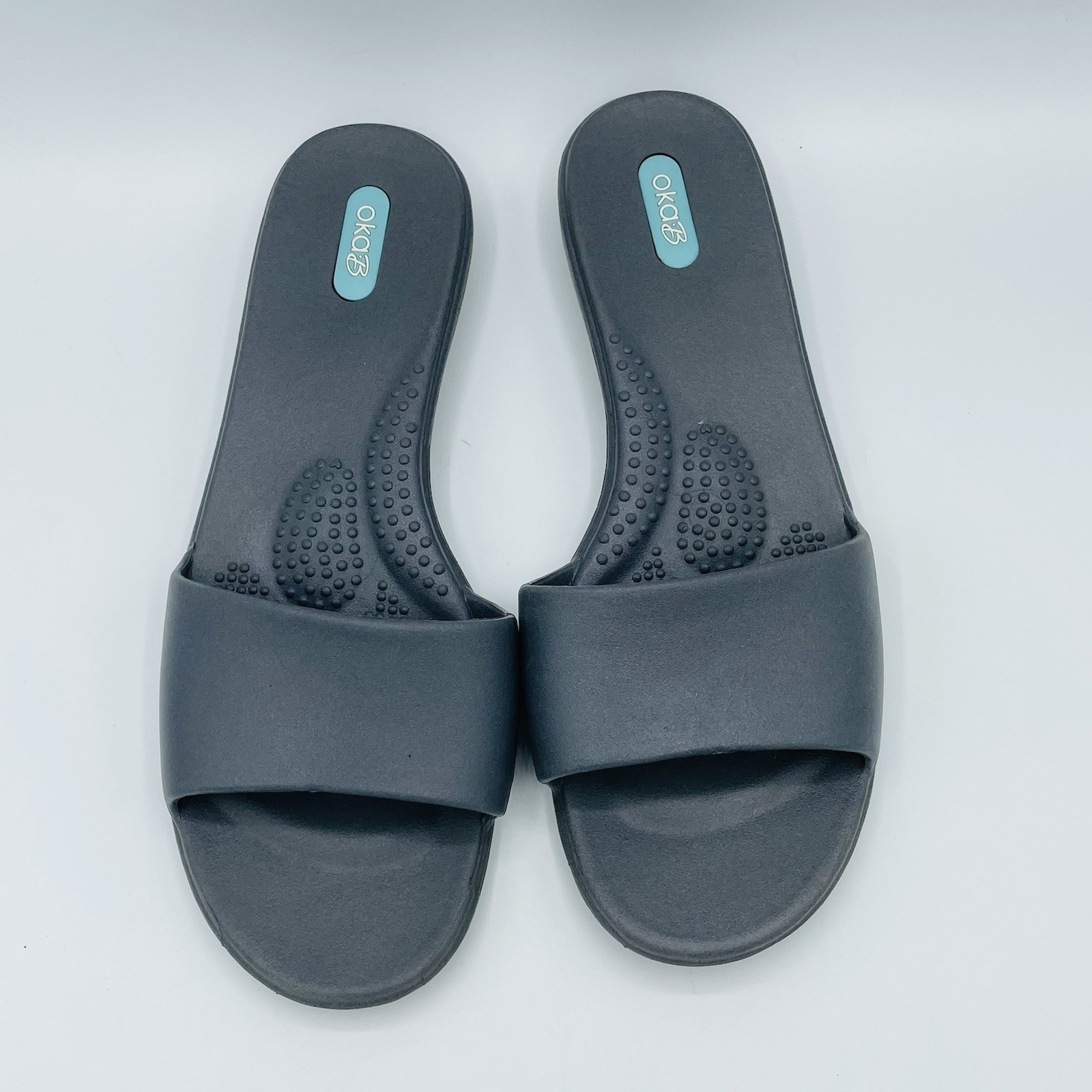 Women’s Size 8.5-9.5 (ML) Oka B Sandals Gray Comfort Heel Beach Made In The USA