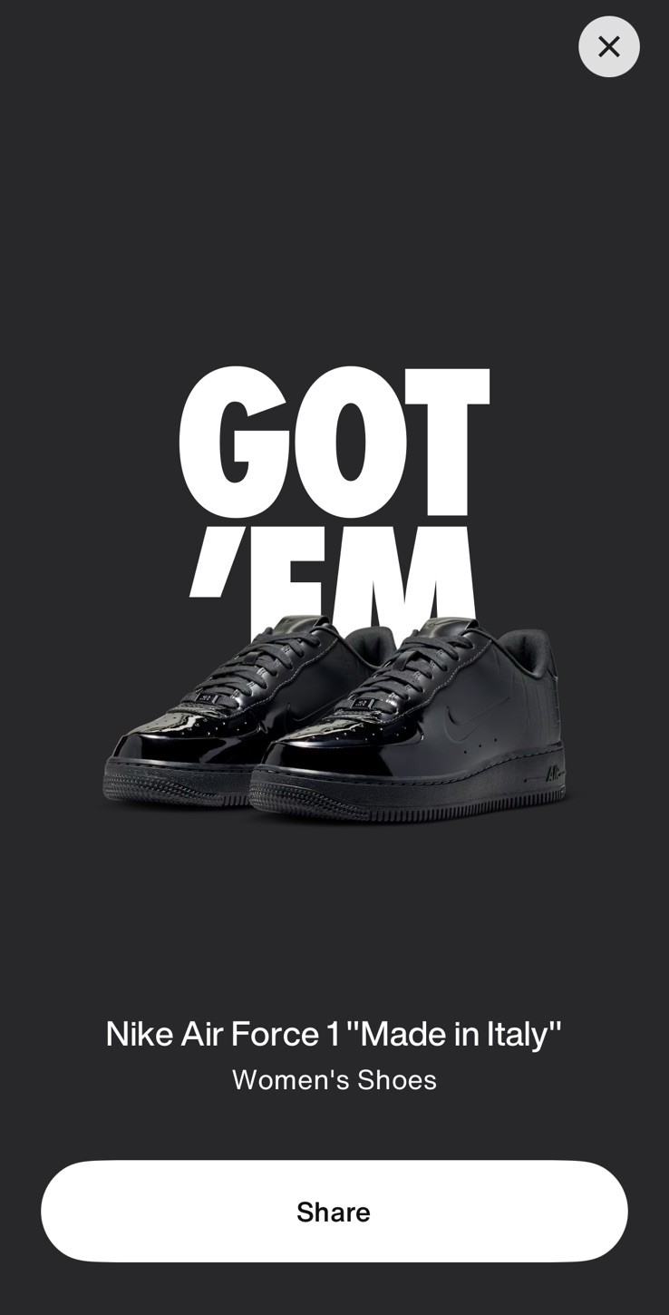 IF3201-001 Nike Air Force 1 Low Made in Italy Black W12.5/M11 New