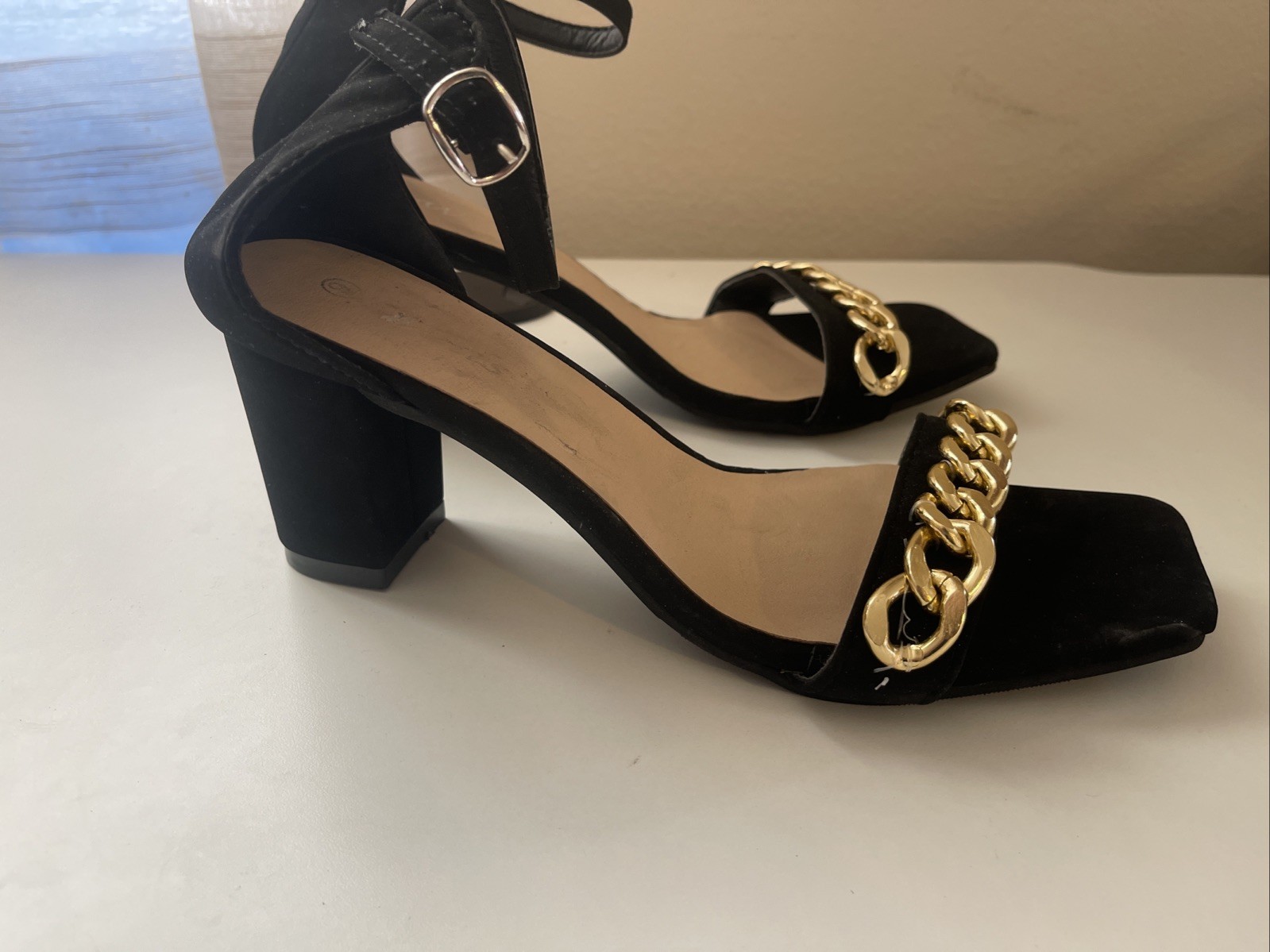 Wells Black Heel Sandals Size 9