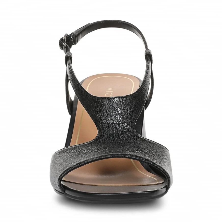 VIONIC Women Raquel Heeled Sandal, Black Leather (NEW)