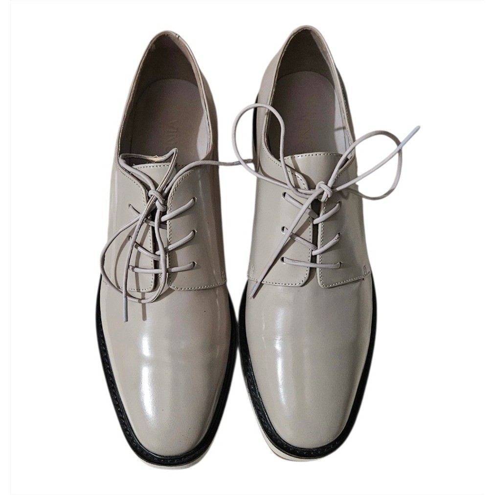 Vince Patent Leather Platform Oxfords Grey Dressy Shoes 7.5 M Classy Preppy New