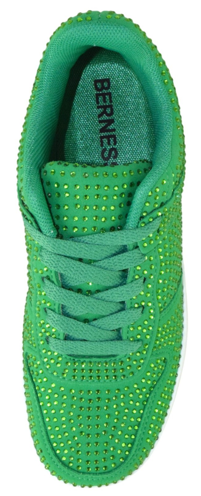 Berness Rhinestone Platform Women Sneakers Glitter Lace Up Tennis Eden08 Green