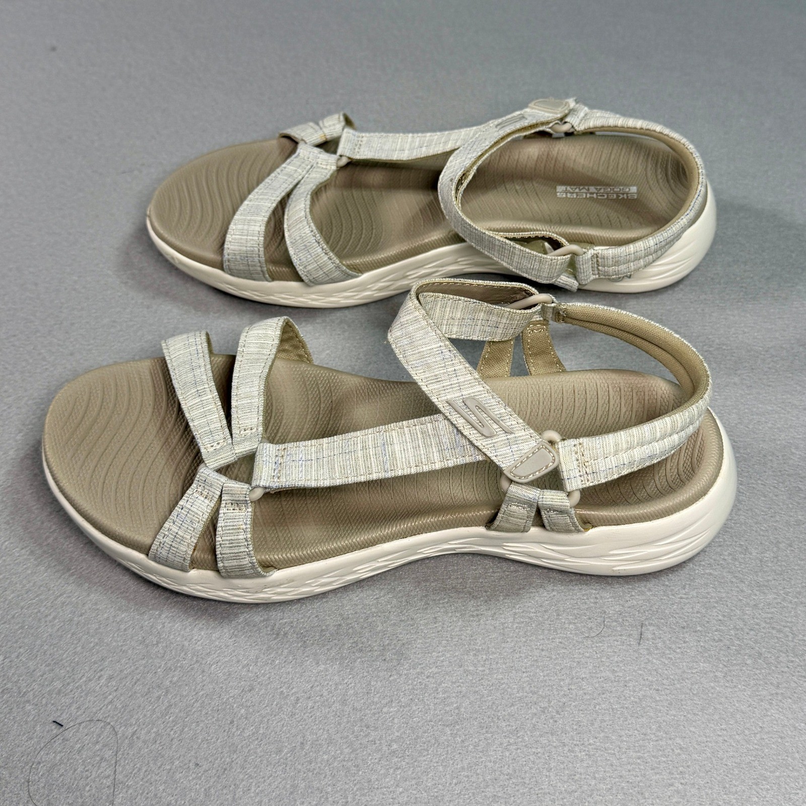 Skechers Womens On-the-GO 600 Goga Mat Strappy Sandals Size 8 Taupe 16182