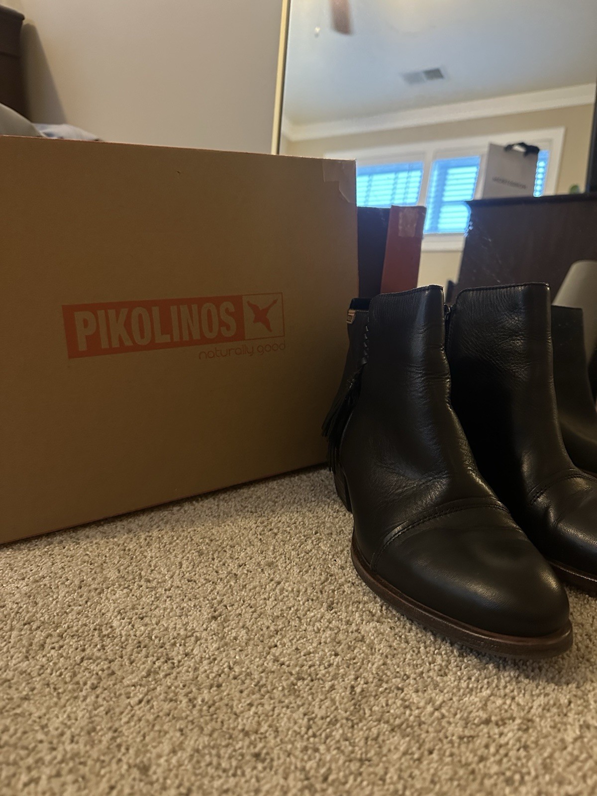 Pikolinos Black Leather Ankle Bootie W9M-8941 Zip Tassel Round Toe US 10