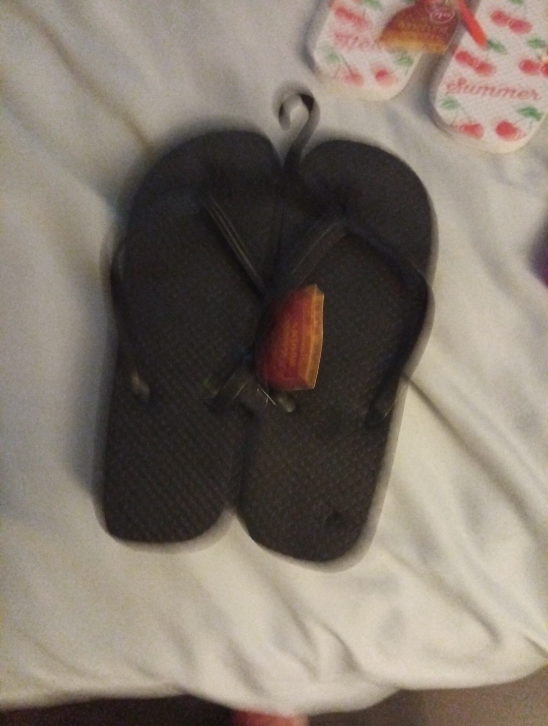 Juncture Flip Flops. Size7/8 In Black, Good Vibes Only, And Cherries 🍒