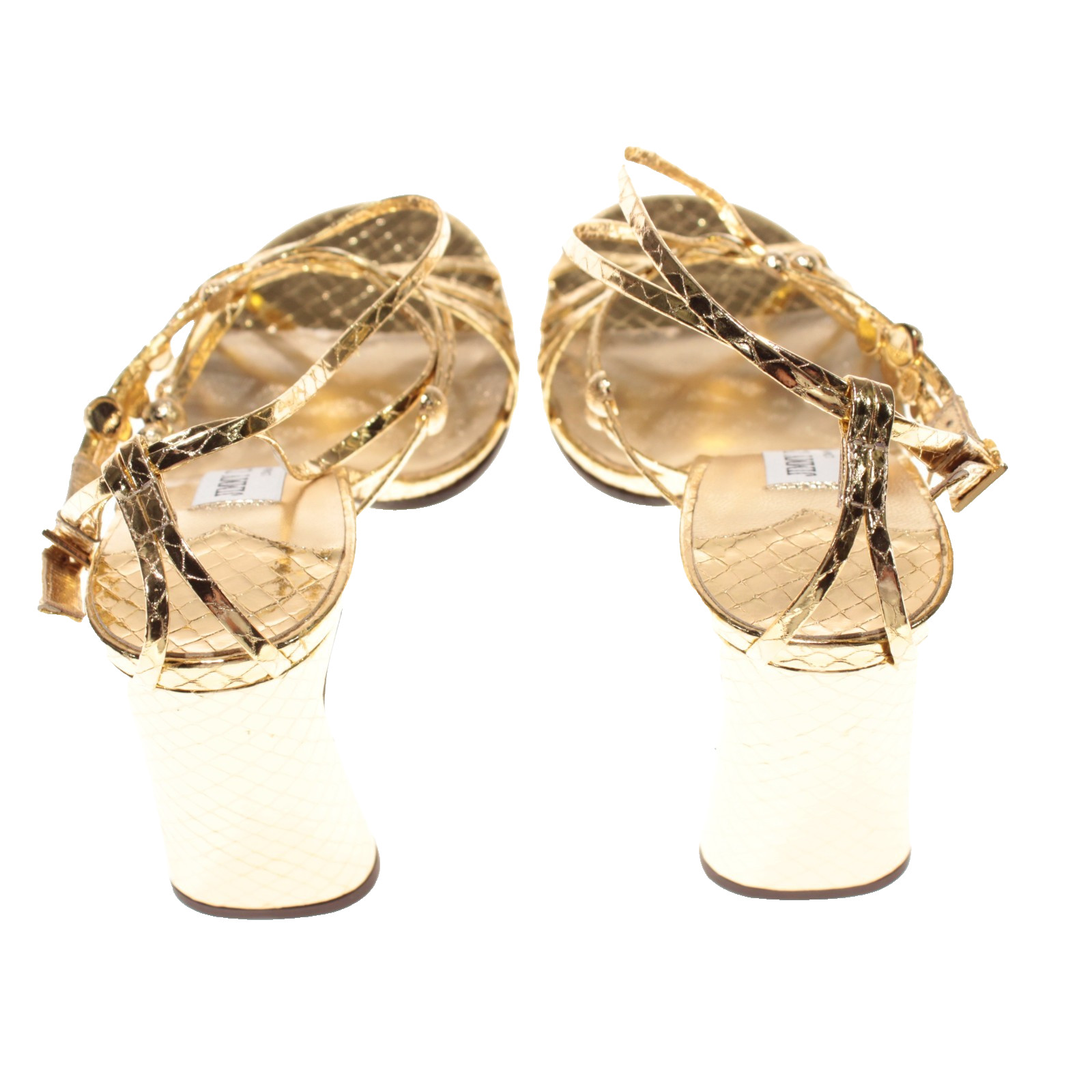 Jimmy Choo NWB Felice 95 Heeled Sandals Size 37.5 (US 7.5) in Gold Leather