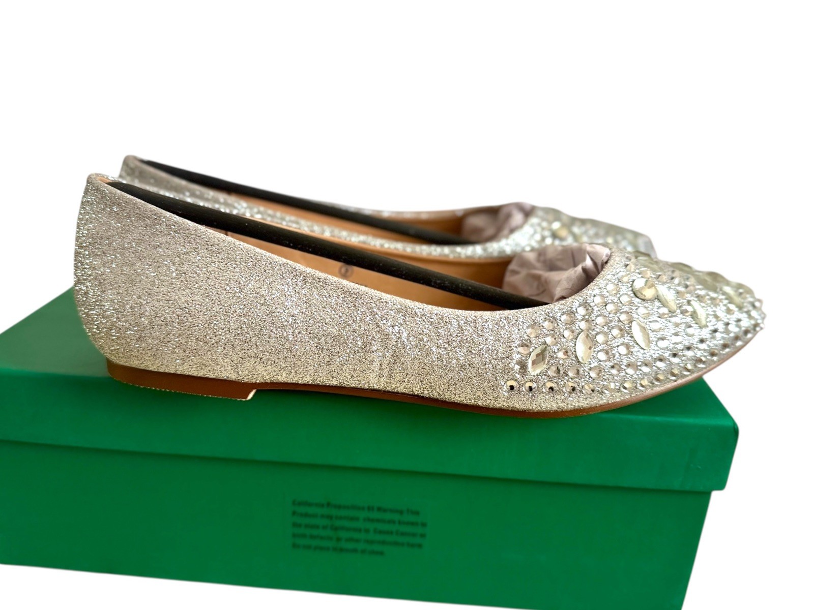 Lauren Lorraine size 9.5 Kelsey Silver Sparkly Rhinestone Ballet Flats Wedding