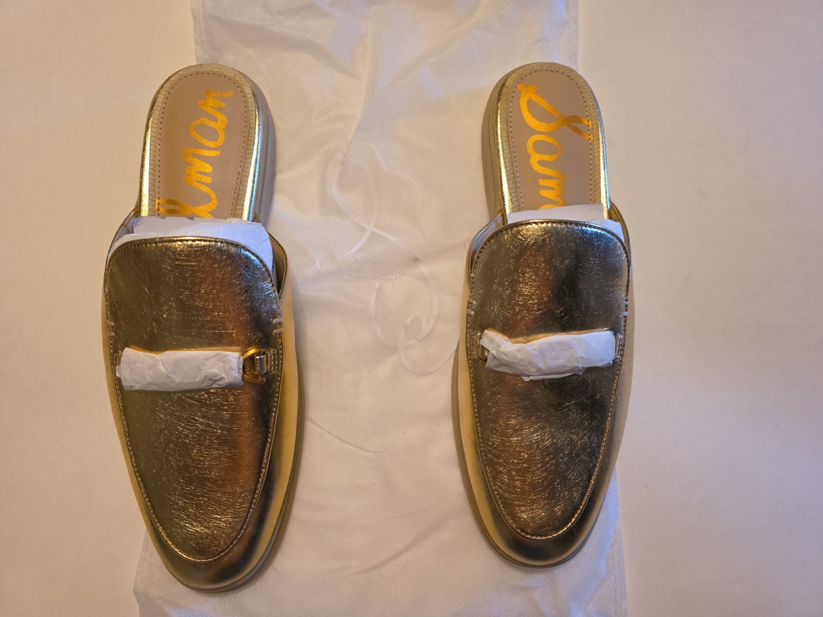 Sam Edelman Kira Mule Gold Metallic Leather Woman’s Size 10M Slip On Sandals