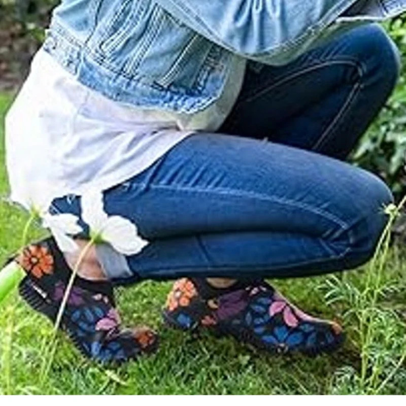 Hisea Womens Size 9.5 Black Blue Pink Floral Waterproof Neoprene Garden Shoes