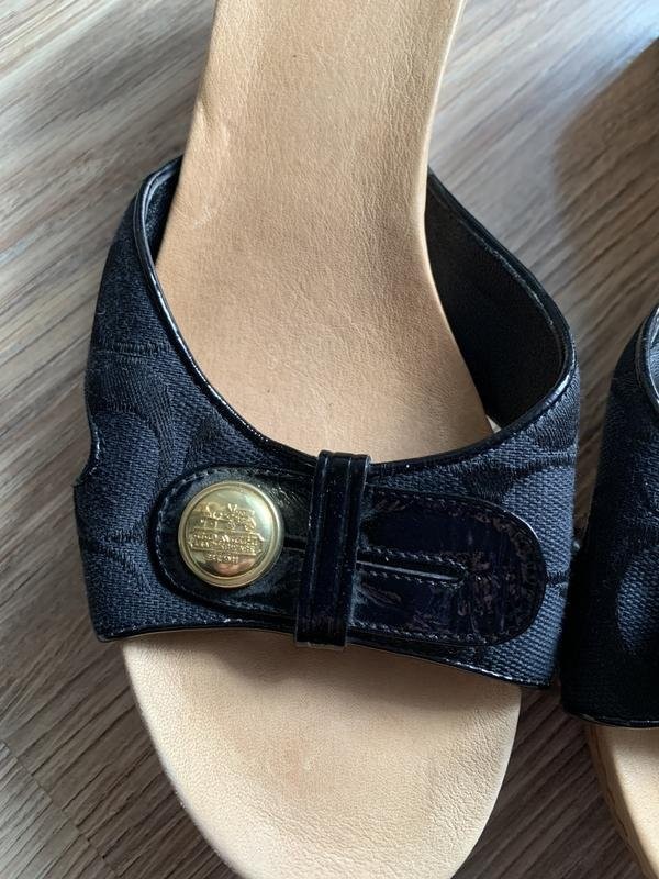 Women Coach Sabots Black Leather 38