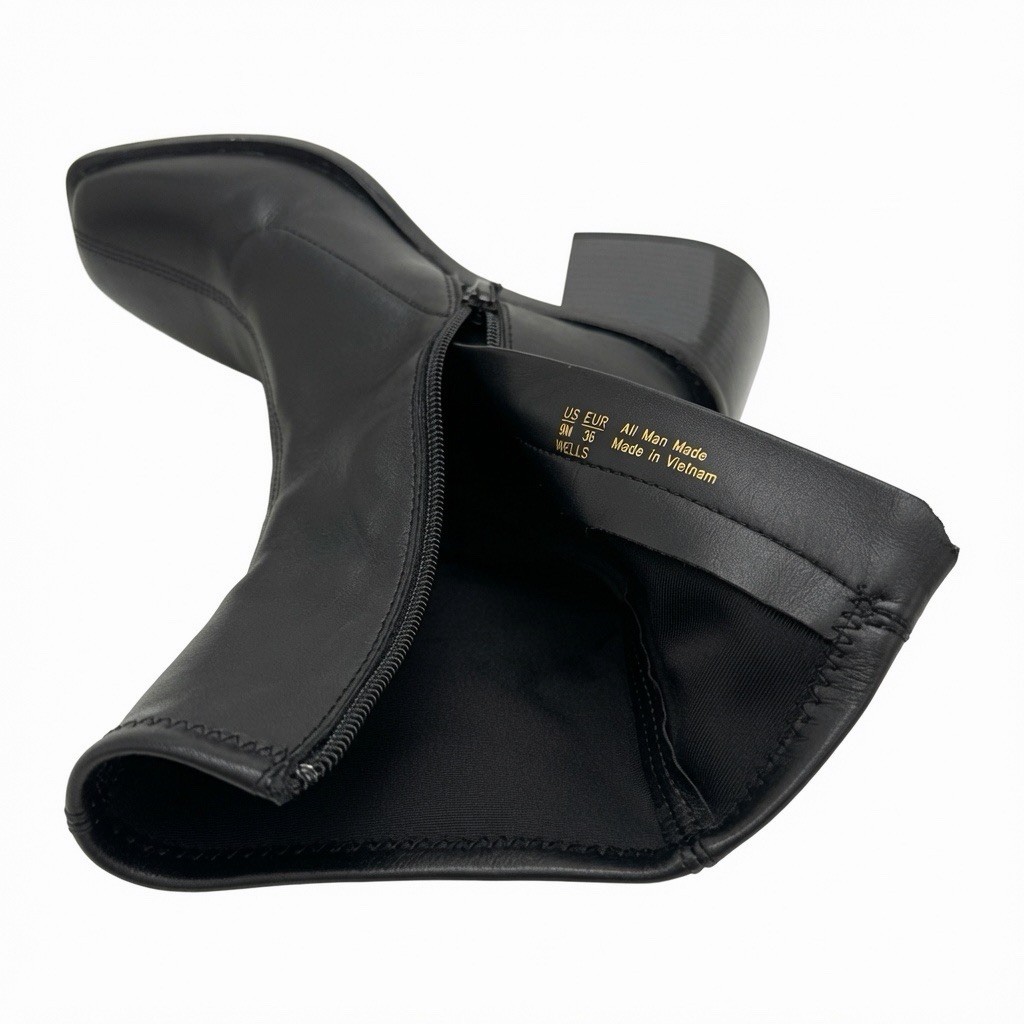 Sam Edelman «Wells» Black Leather Block Heel Boots Size 6M
