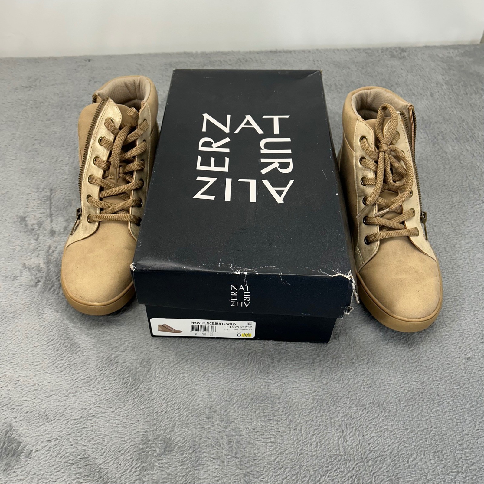Naturalizer Providence Womens 8M Buff Gold Wedge High Top Sneakers F1675S3252