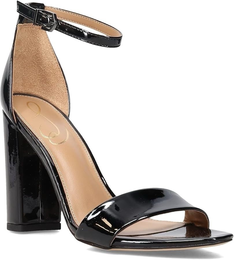 Sam Edelman Yaro Sandal Heels Women’s Size 6W Black Patent Leather