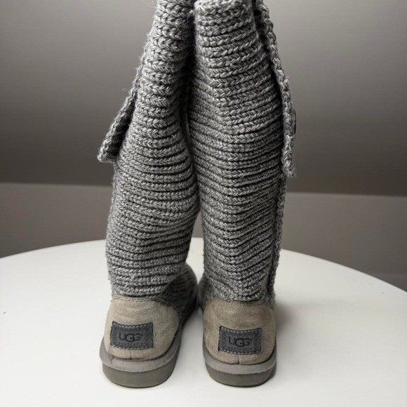 UGG Cardy Gray Knit Tall Boots Warm Cozy Boho Winter Fall Langdon-look