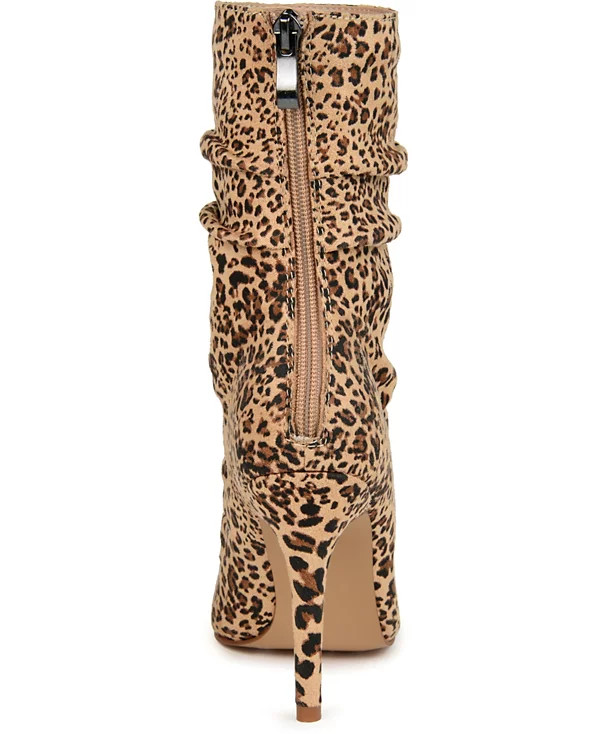 Journee Collecton Womens 9.5 Markie Rouched Stiletto Dress Booties Leopard $99
