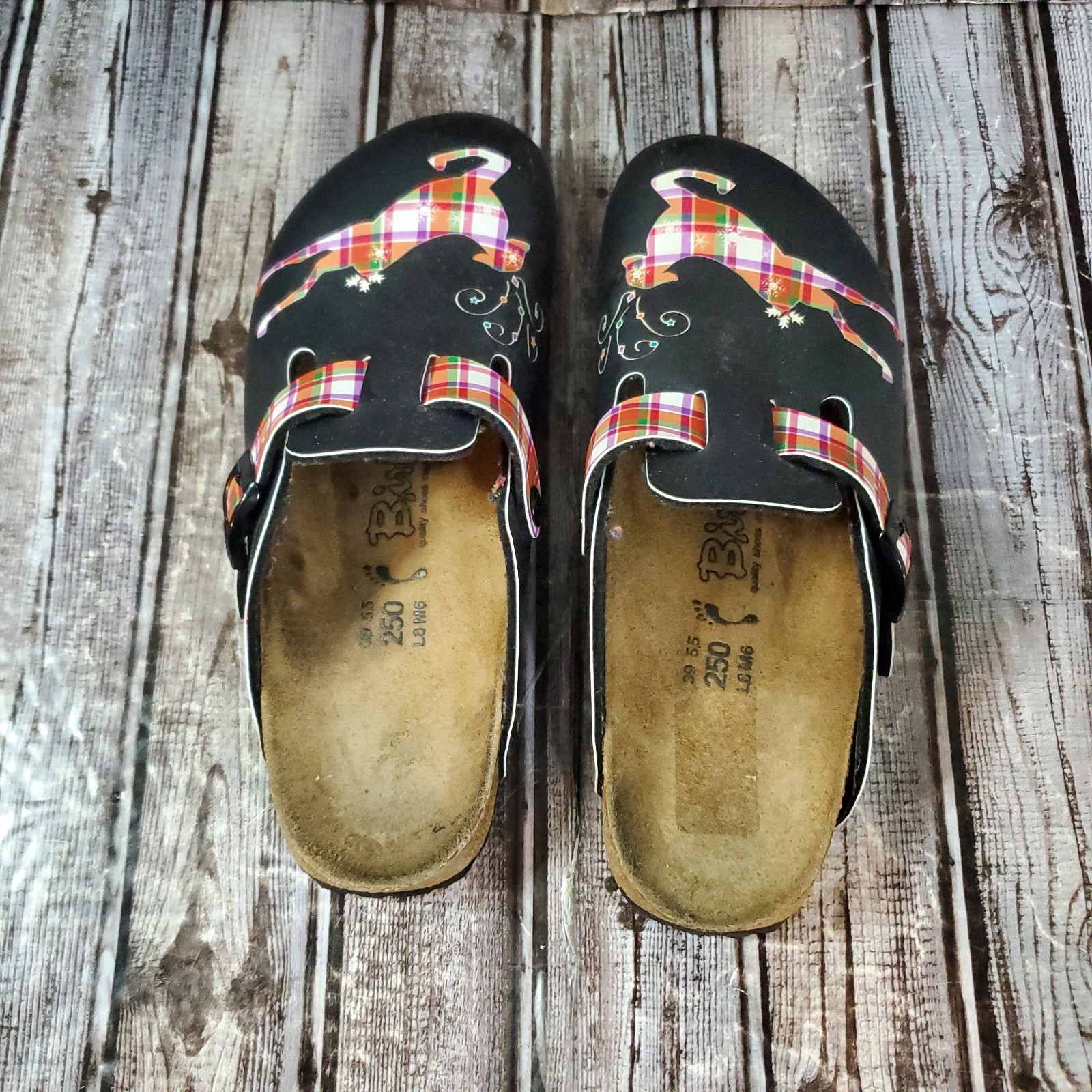 Birkenstock Birki’s Unisex Woodby Black Plaid Reindeer Graphic Clog Size 39 W8