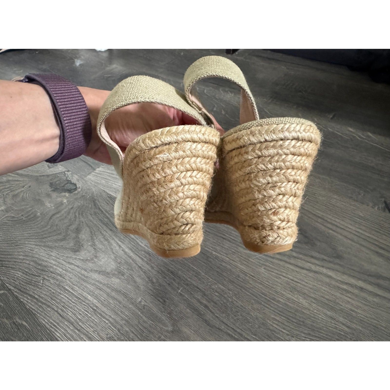 Viscata Palomera Espadrille Canvas Wedge Slingback Sandals Sage Green EU 39 US 8