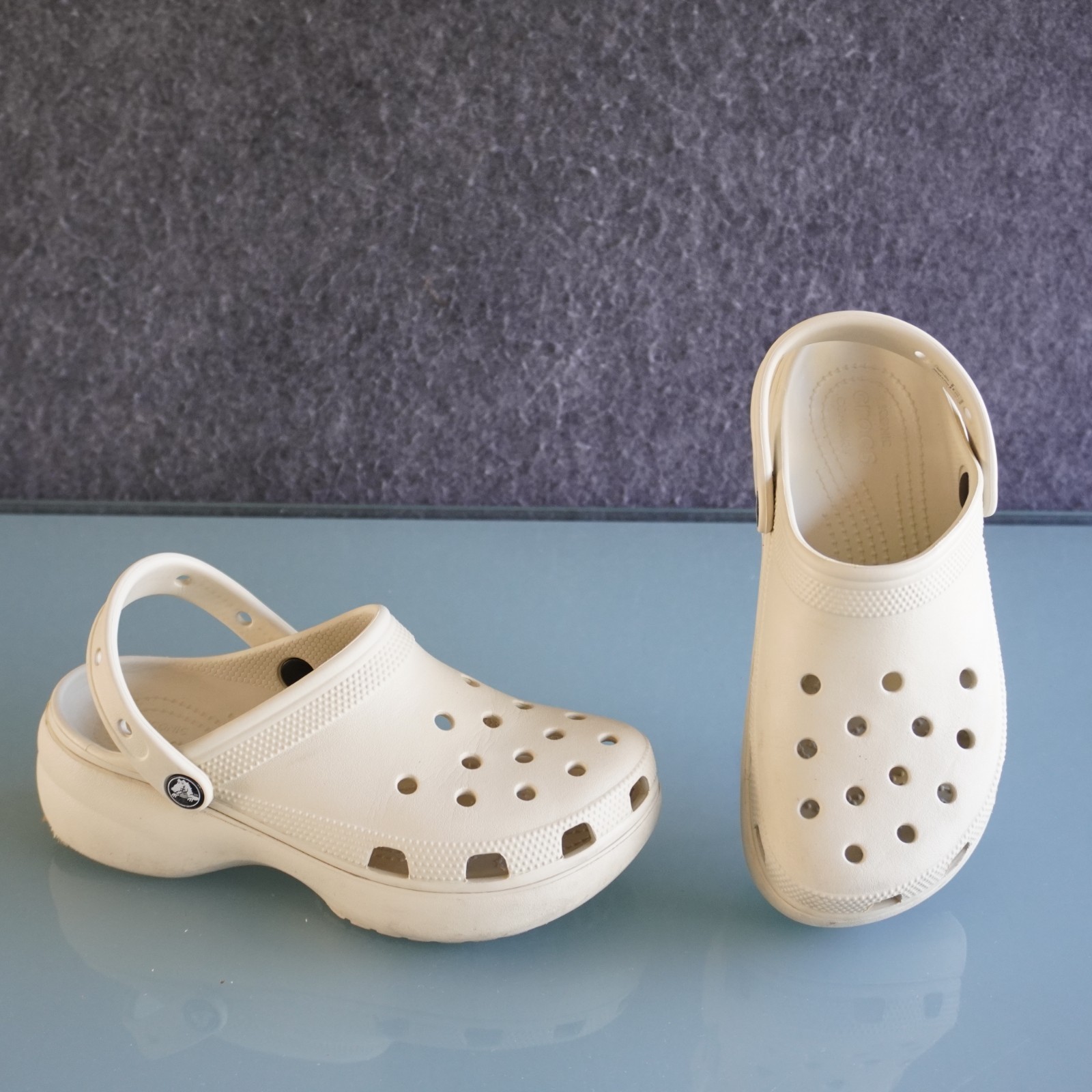 Crocs Women Classic Platform Clog Bone Beige Size 8 W8 Comfort Sandal 206750