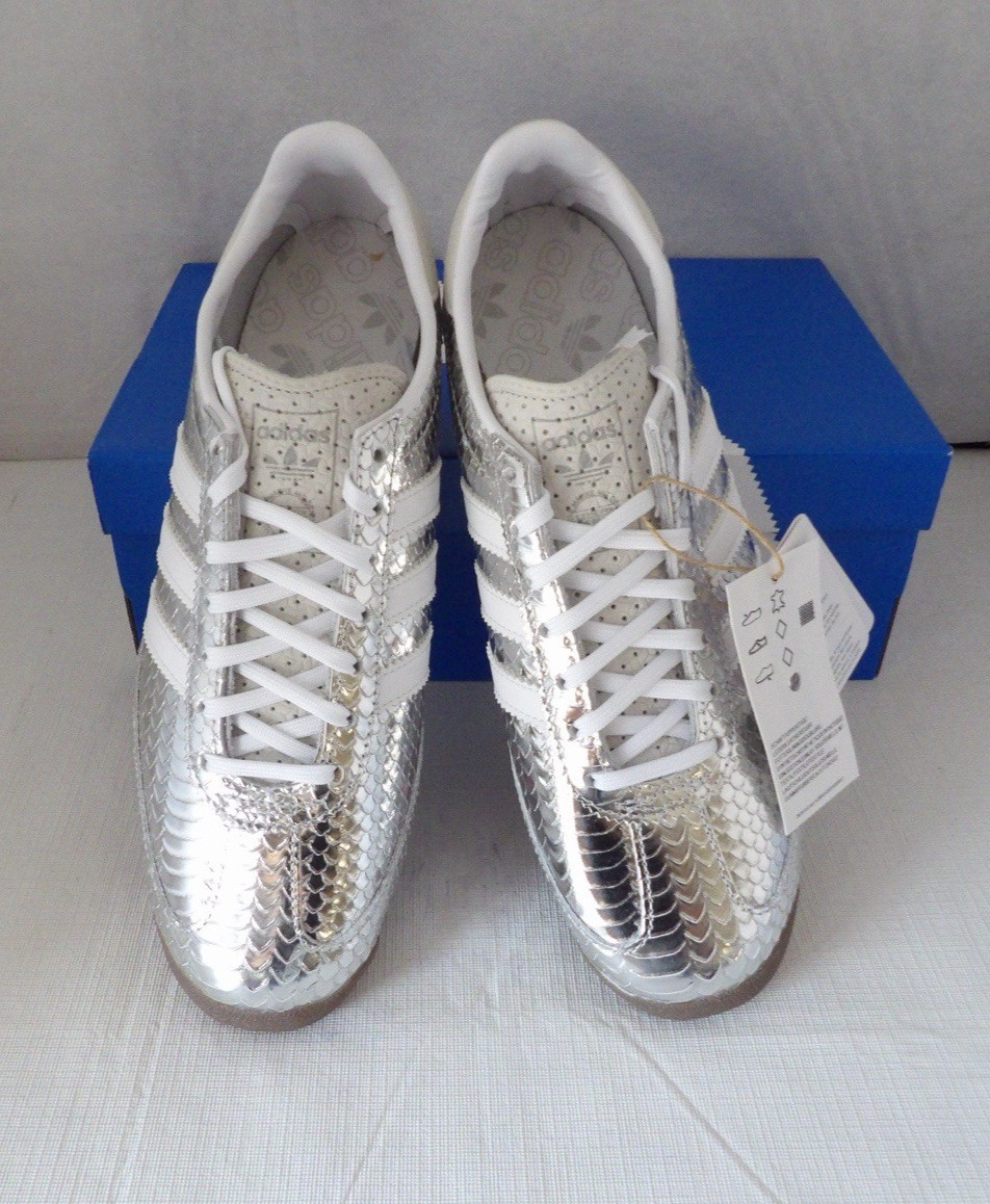 NWOB Authentic ADIDAS SL 72 OG Metallic Silver Snake Leather Women’s Shoes 9 M