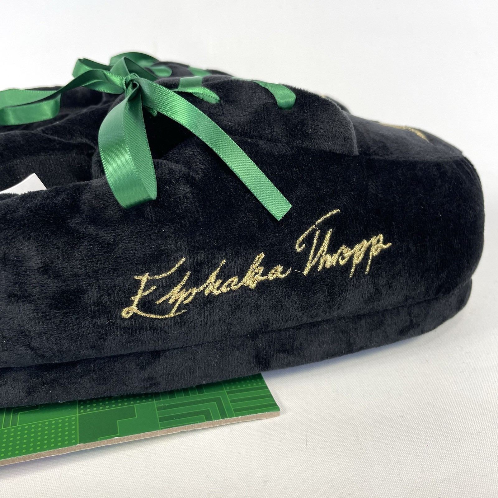 Wicked Elphaba Plush Slippers Womens Black Green Lace NWOB M L XL Broadway