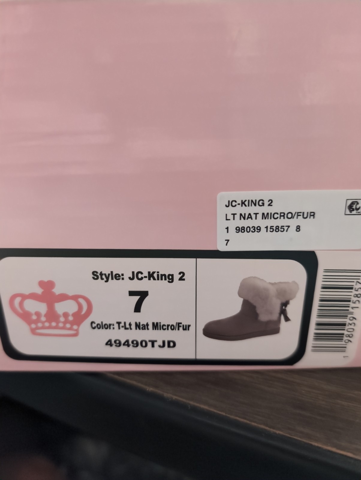 Juicy Couture JC King 2 Color T-lt Micro Fur Size 7