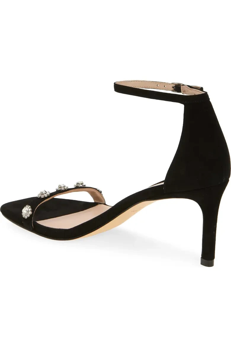 STUART WEITZMAN Justina 75 Black Suede Strappy Sandal w/Crystals 9 $550 EPOC!