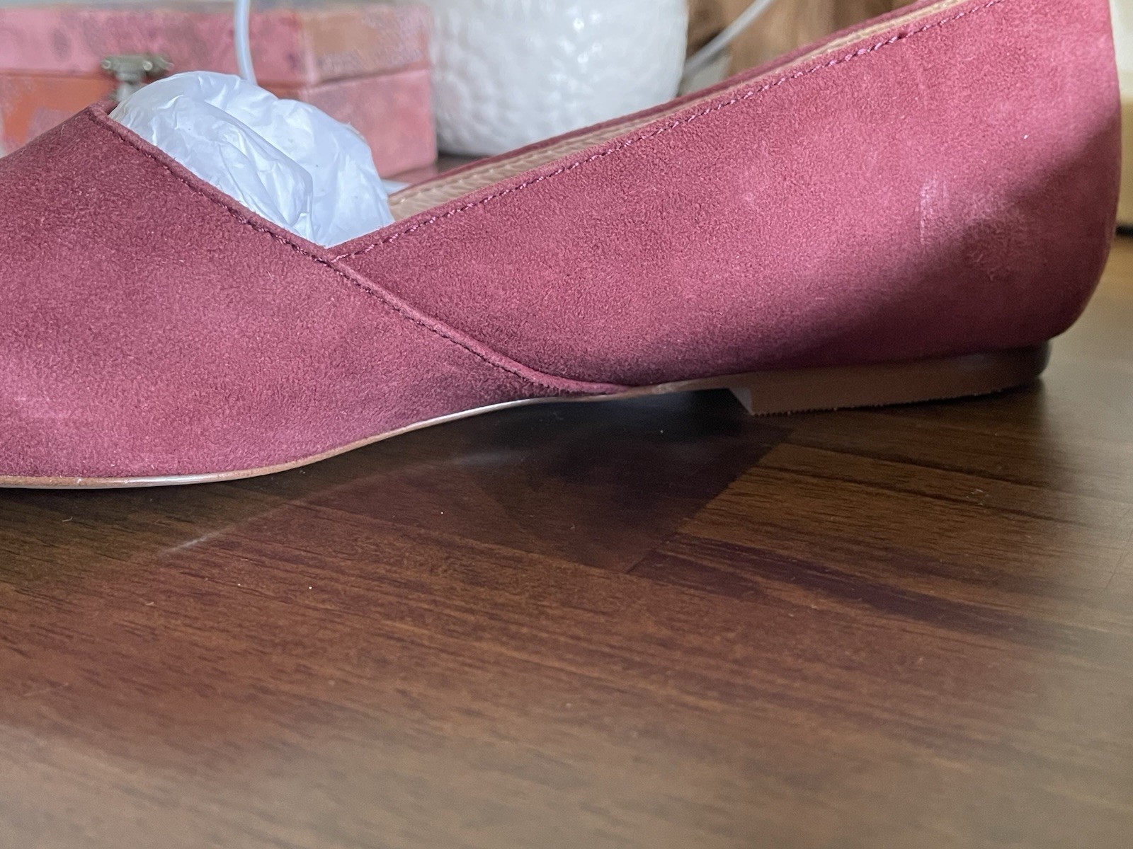 Madewell The Lizbeth Pointy Flats Women 5 Shoes Suede Leather Burgundy Slip On