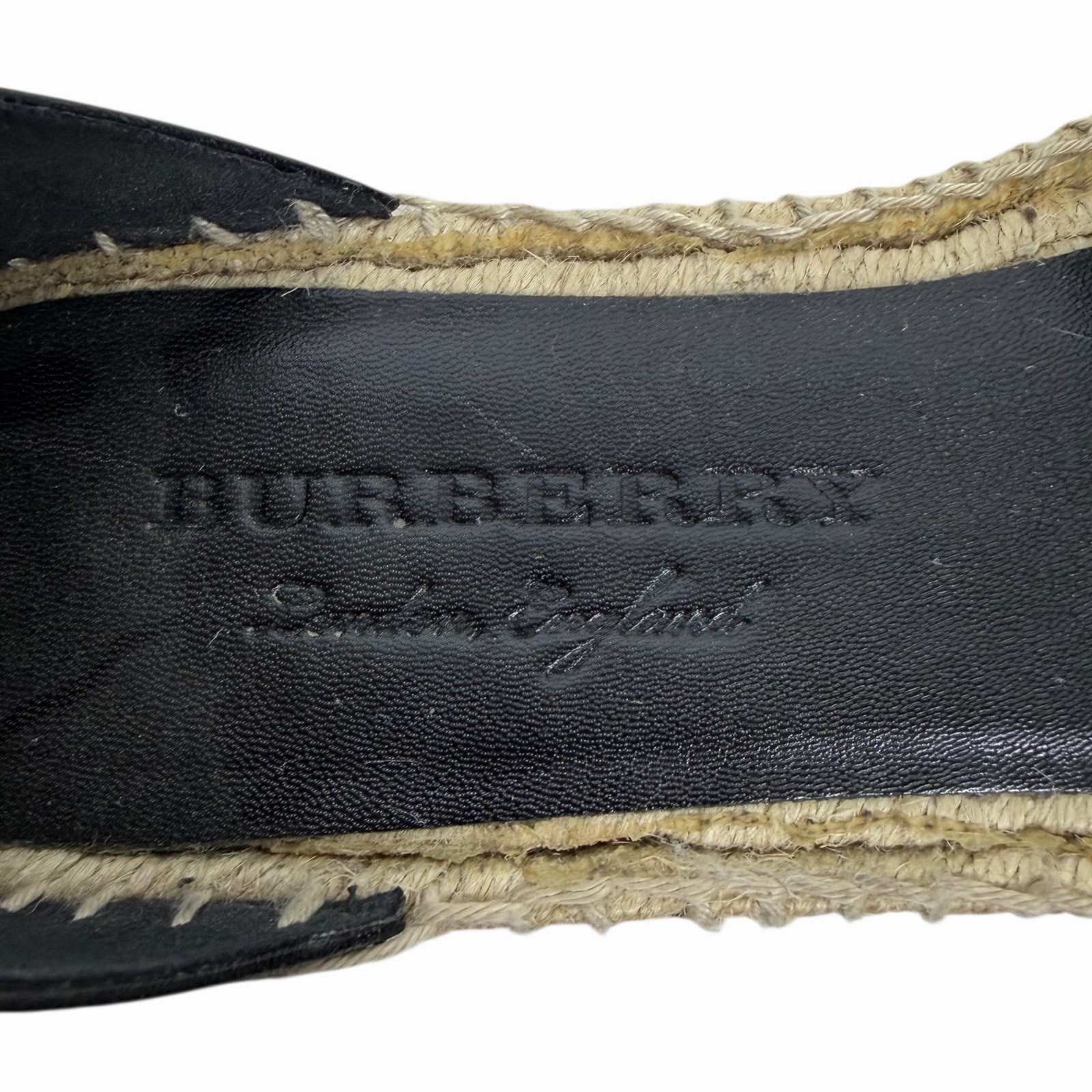 Burberry Abbington Nova Check Ankle Strap Espadrille Flats Black Women Size 41