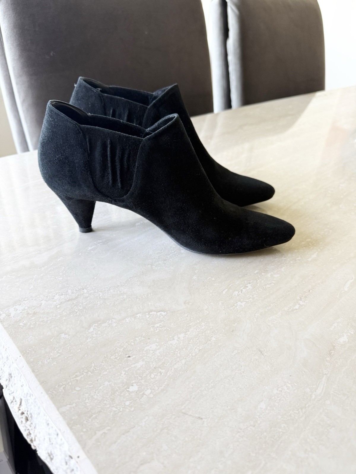 Prada Black Suede Ankle Bootie Pointed Toe Slip-On Stretch Elastic VINTAGE US 7