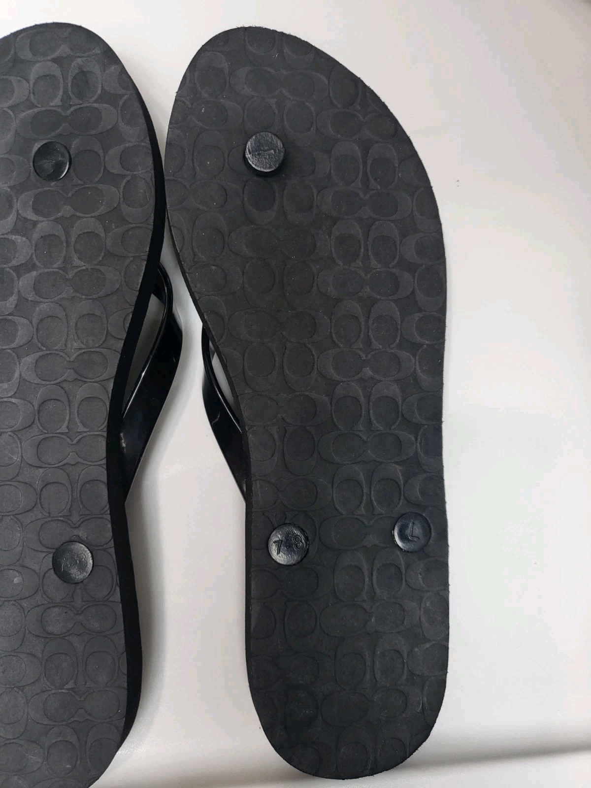 Size:8B/38 Coach Abbigail Black Turnlock Flip Flop Sandals Women