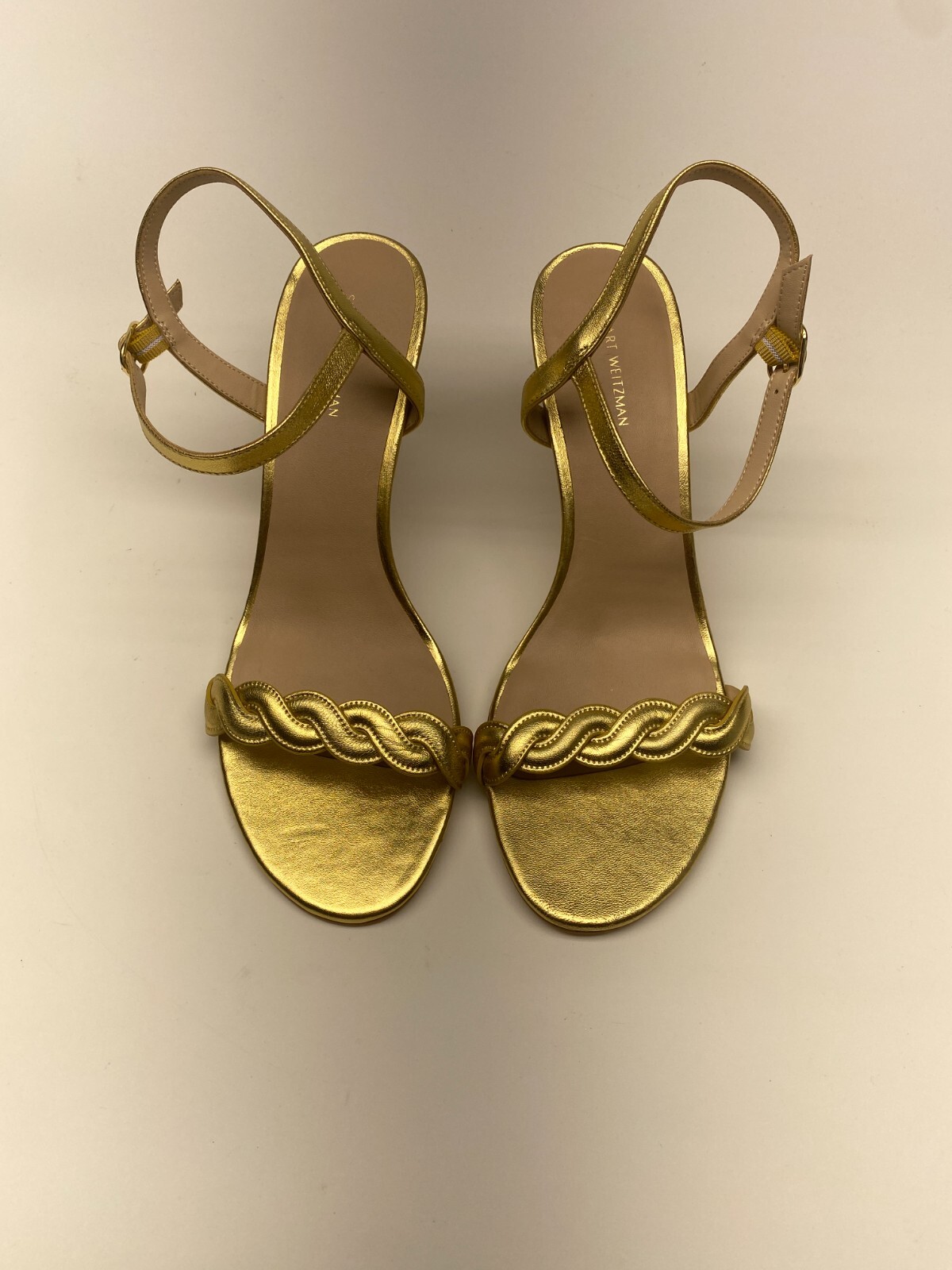 Stuart Weitzman Dancer Twistie 75 metallic leather sandals Sz 11