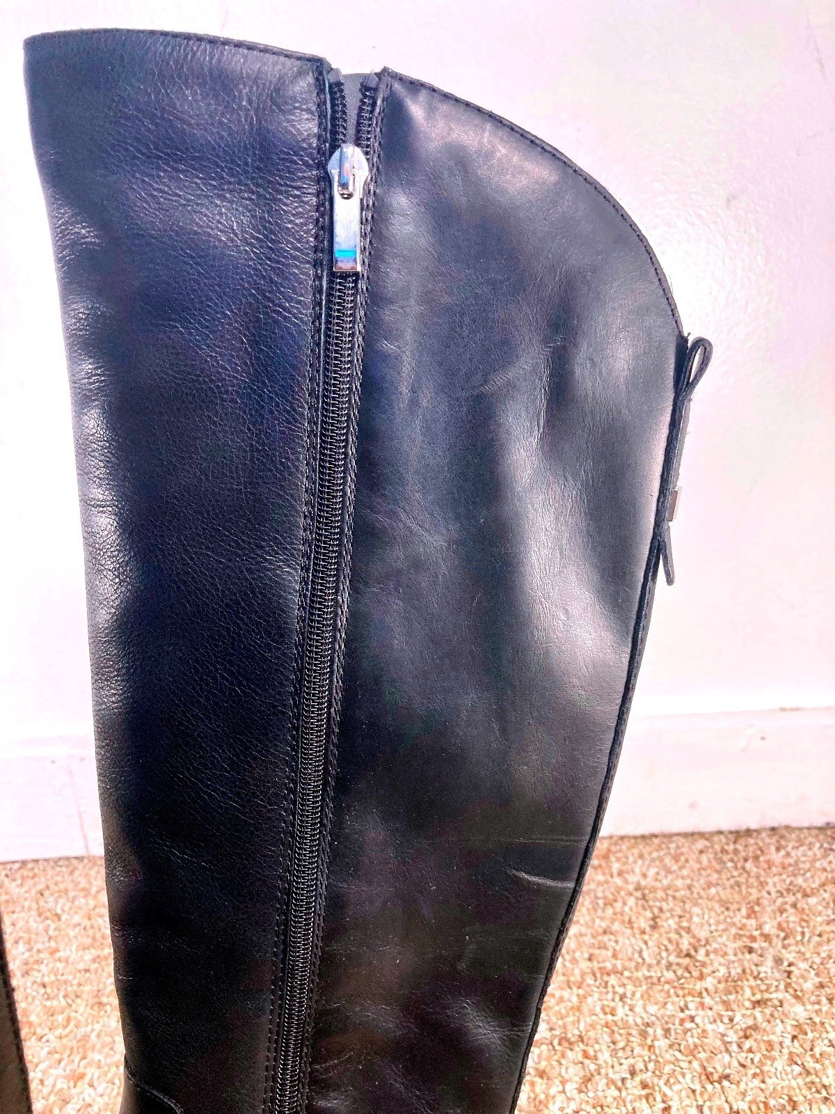 New Franco Sarto L-Haylie Black Leather Knee High Boots Women’s Size 9M