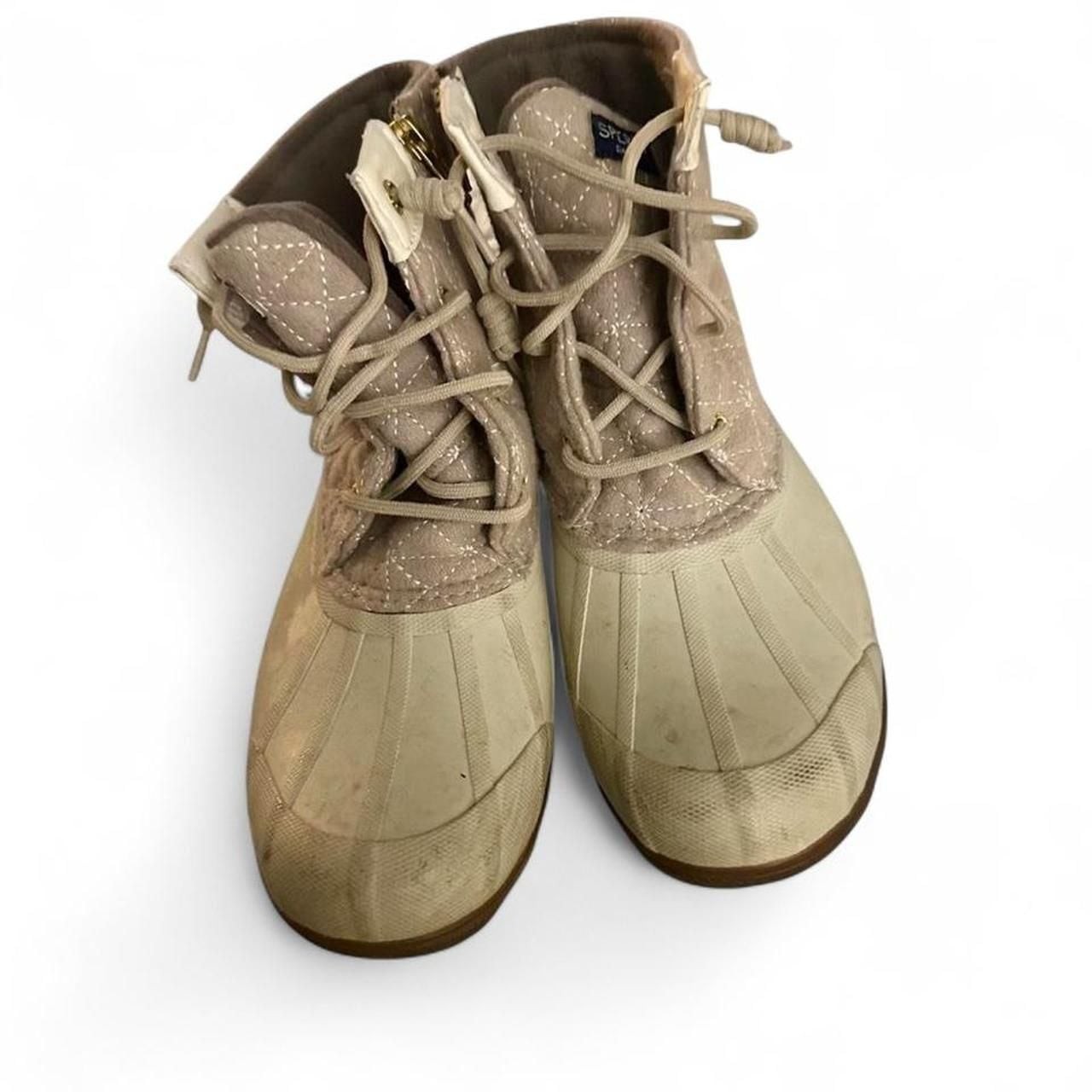 Sperry Saltwater Quilted Duck Boots Cream Size 7