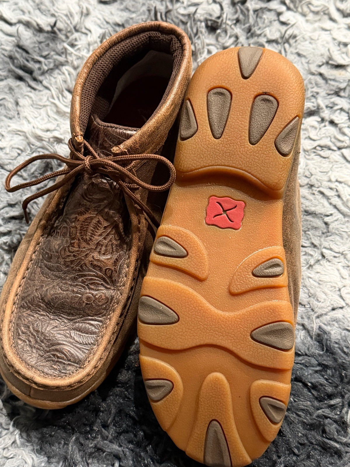 Twisted x Chukka Women’s Driving Moc Size 7, Brown Leather Western Cute Design