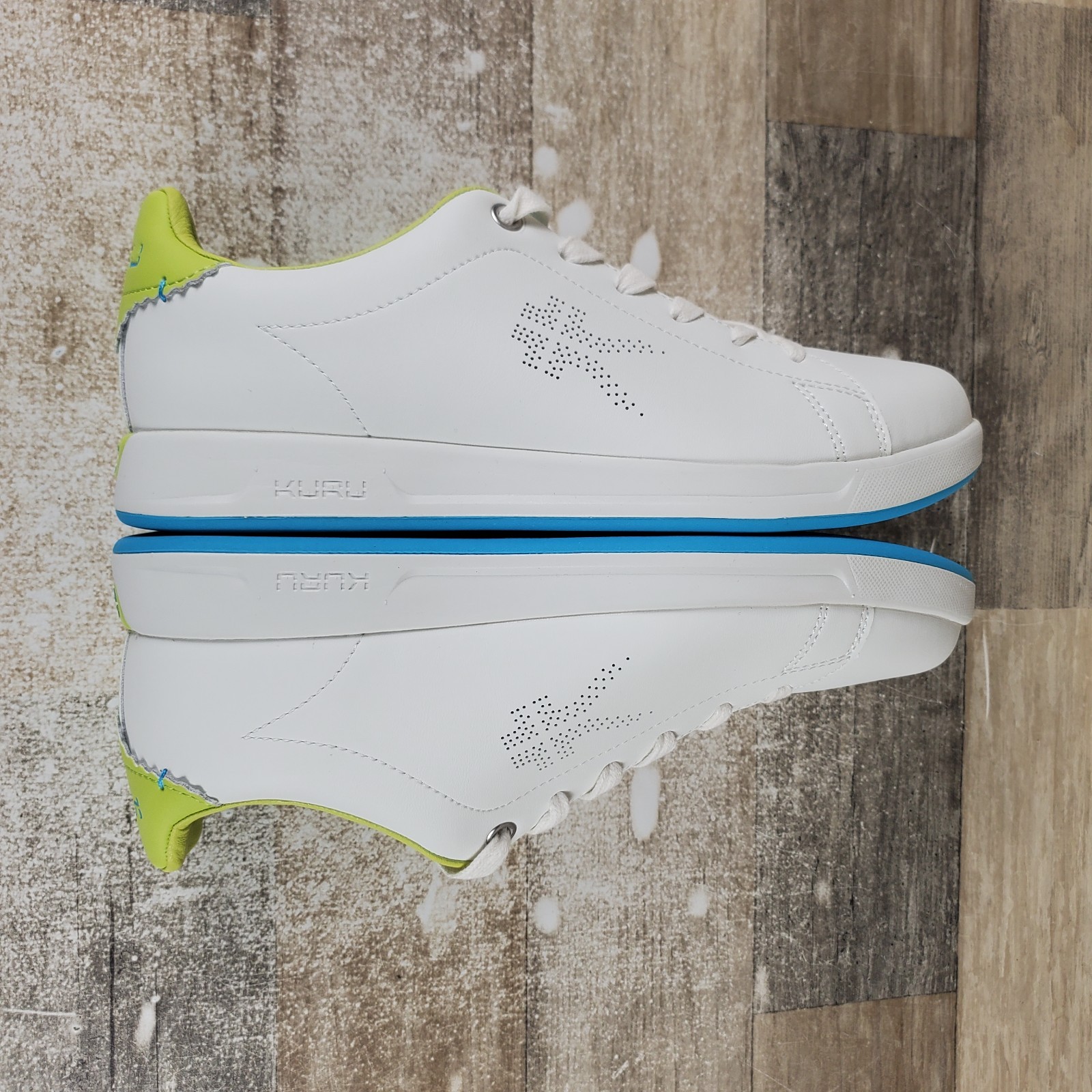 Kuru Roam Womens Shoes Sz 10 Bright White Pale Lime Leather Lace Up Sneakers