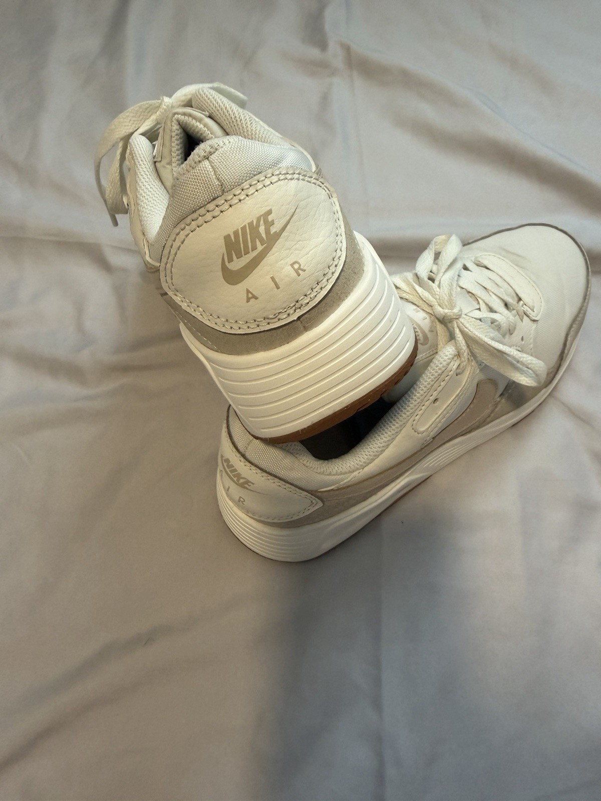 Nike Air Woman’s Low Top Lace-Up Sneakers, White Beige Activewear Casual