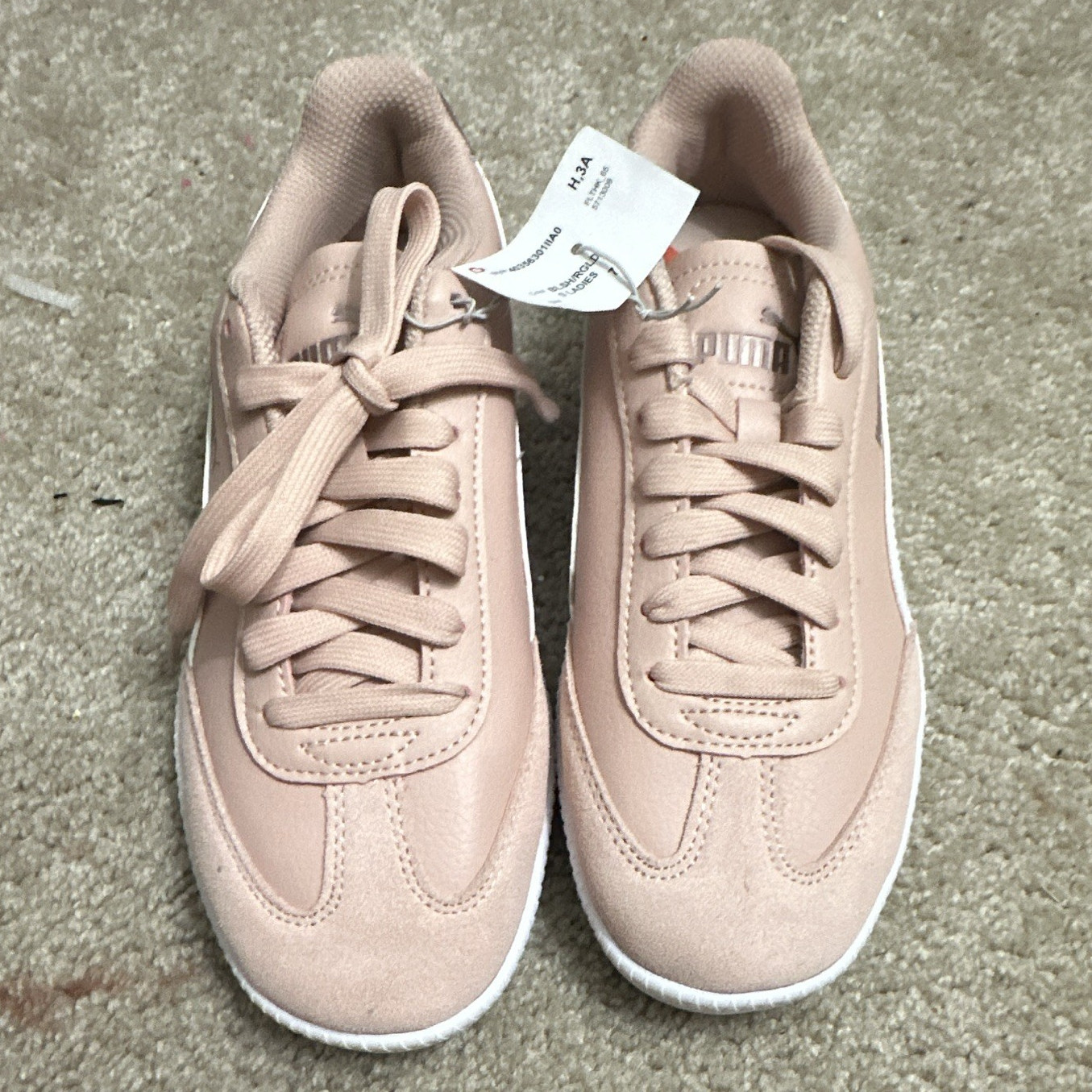 PUMA Women’s Pink/White Low Top Lace-Up Sneakers, Rubber Outsole 403563-01