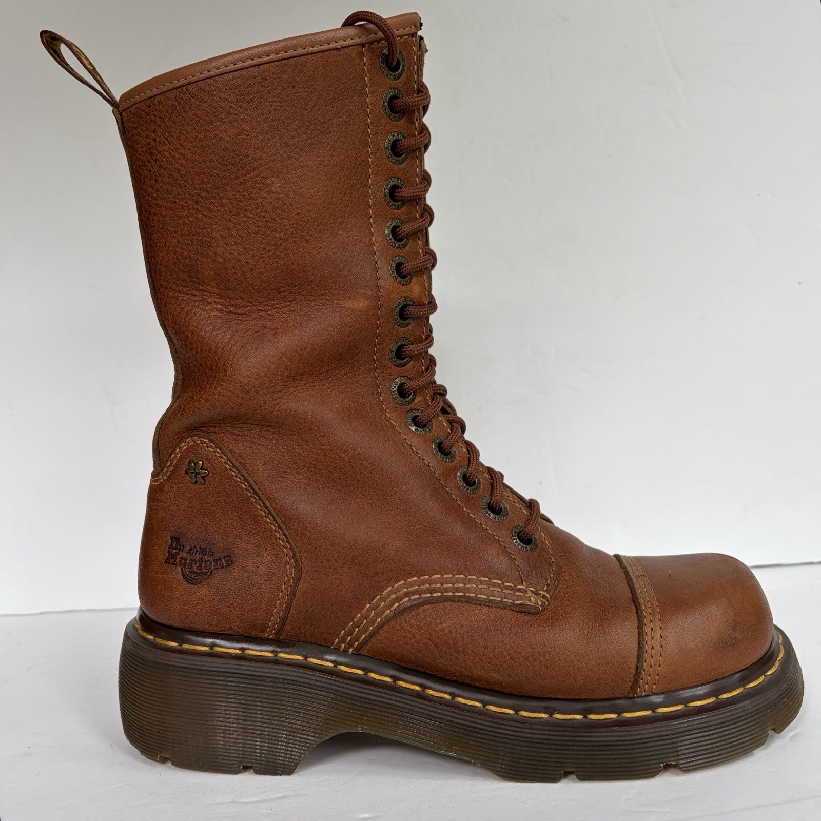 VTG Doc Martens Miranda Combat Boots Womens 8/8.5 Brown Lace Up Chunky Platform