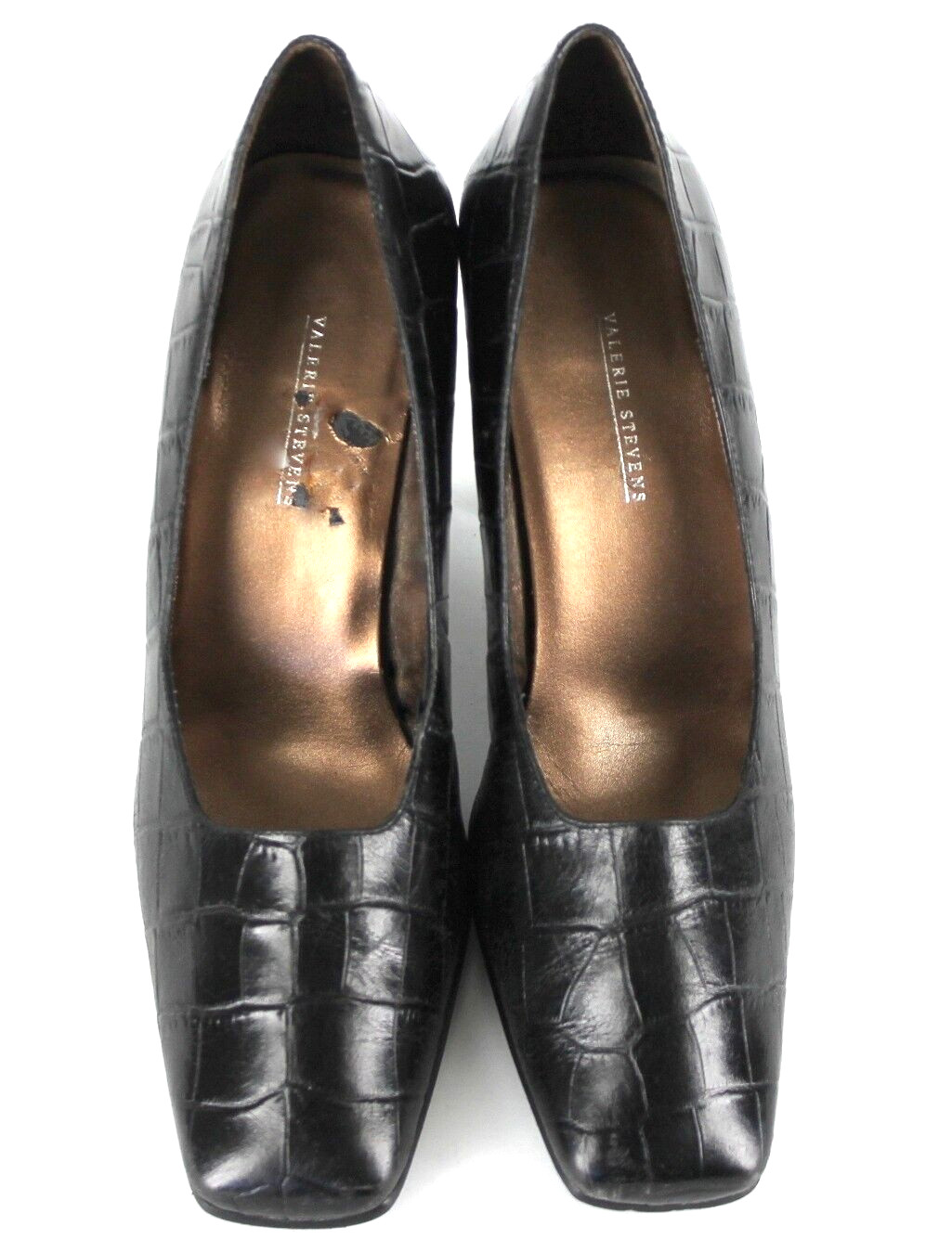 {VALERIE STEVENS} Heels/Pumps/Shoes Black Leather Pattern 3.25 in Heel Dressy~7M