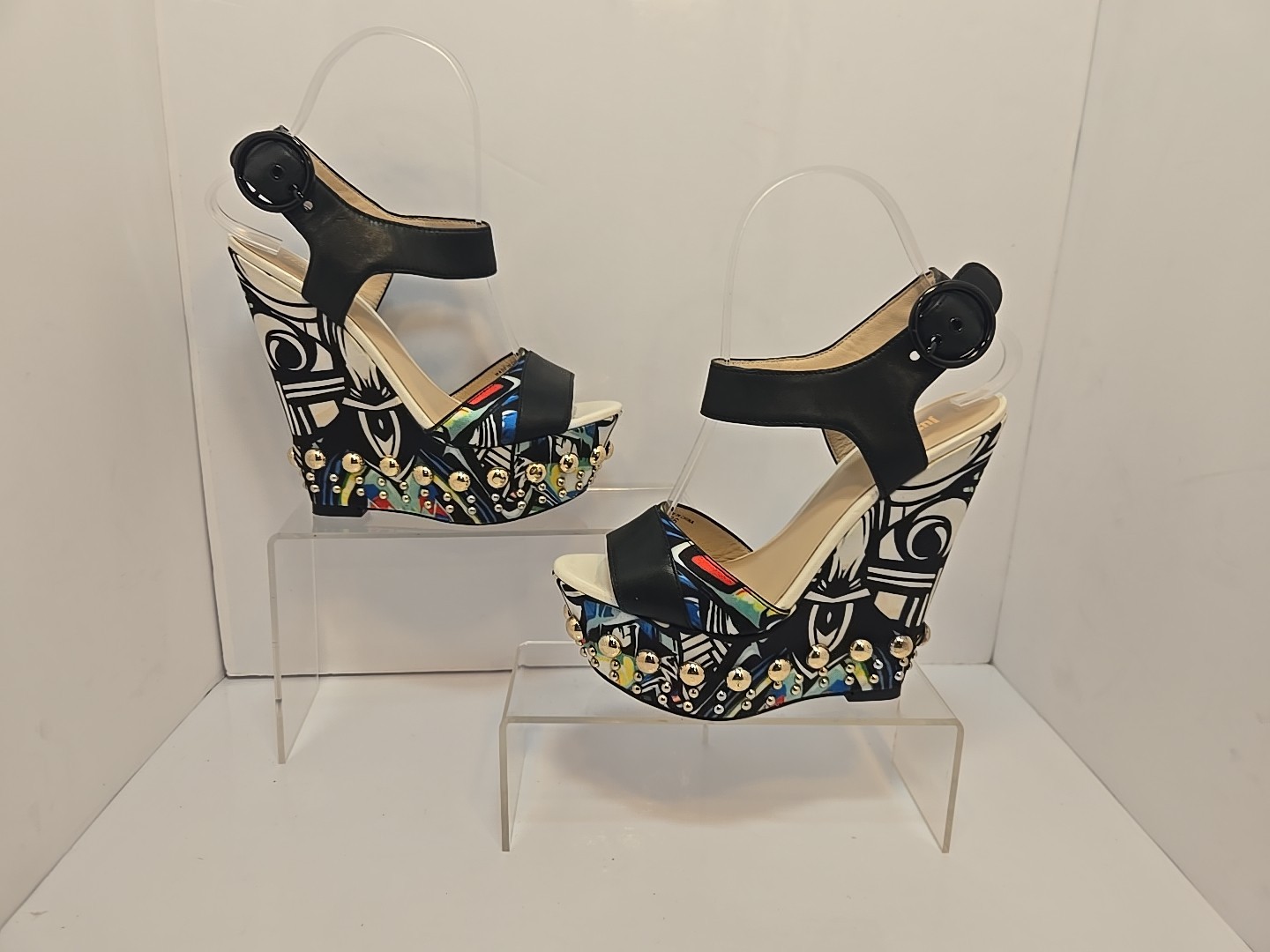 Just Cavalli Sandal Wedge Open Toe Platform Multi Color Sandals 36 / US 6 M