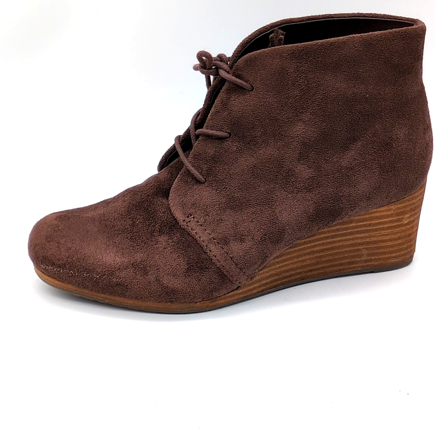 Dr. Scholl’s Boots Womens Dakota Brown 6 Ankle Bootie Shoe Wedge Heel Lace Up