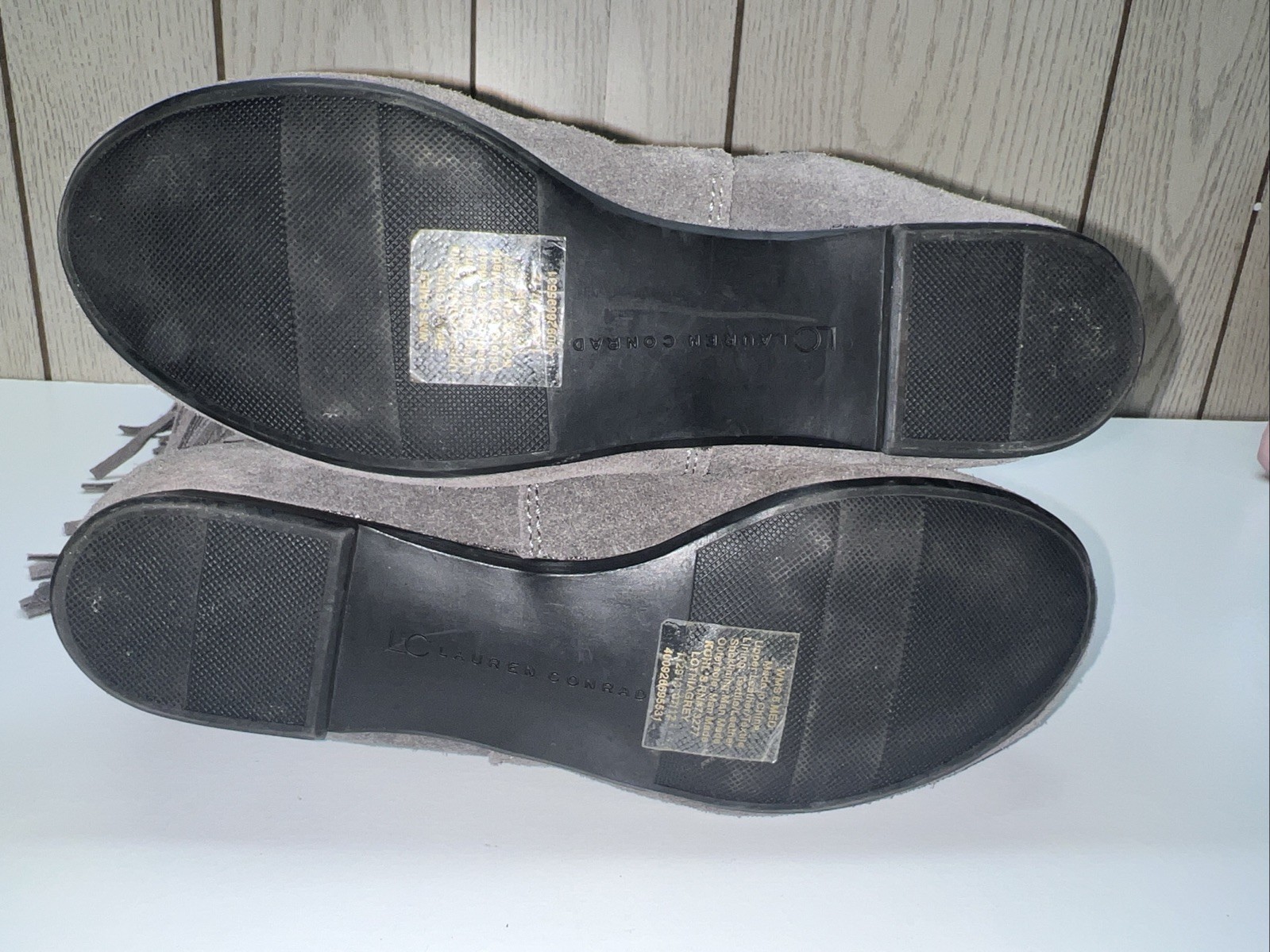LC Lauren Conrad Thia 3-Tier Fringe Slip On Flat Festival BoHo Moccasin Boot 6 M