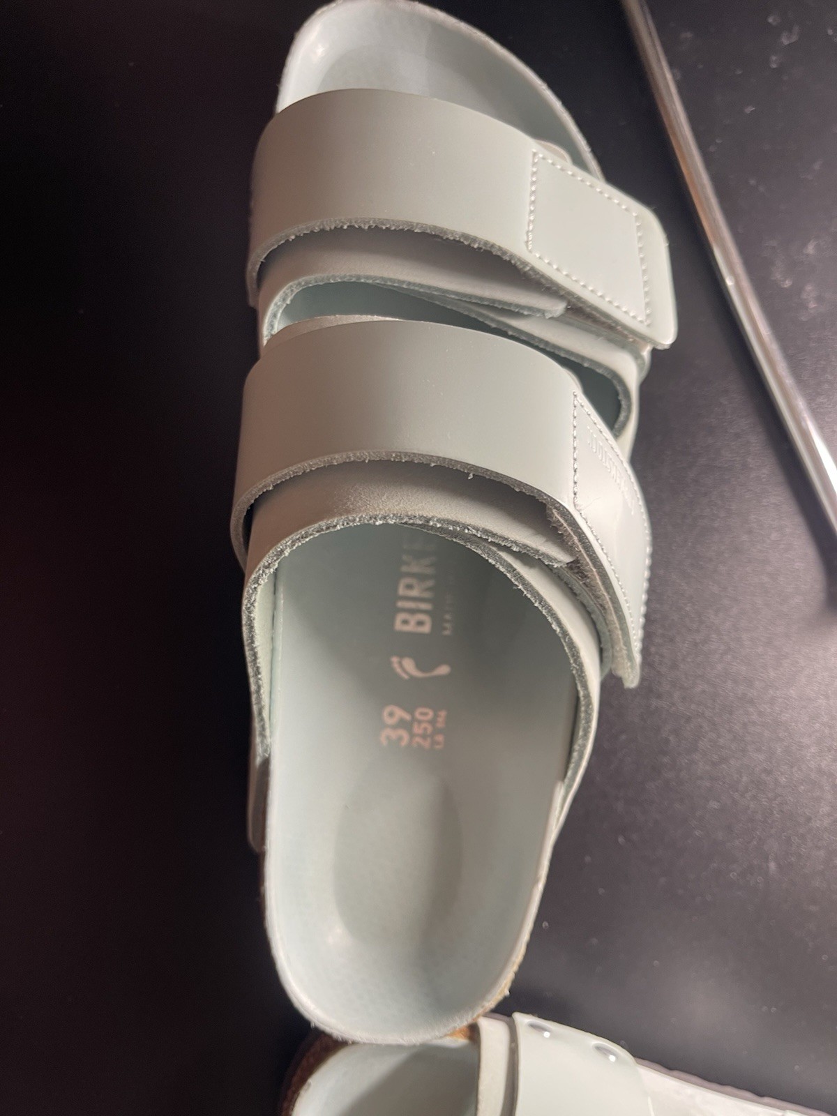 Birkenstock Women’s Blue Slide Sandals Hook & Loop Cork Leather EU 39 US 8