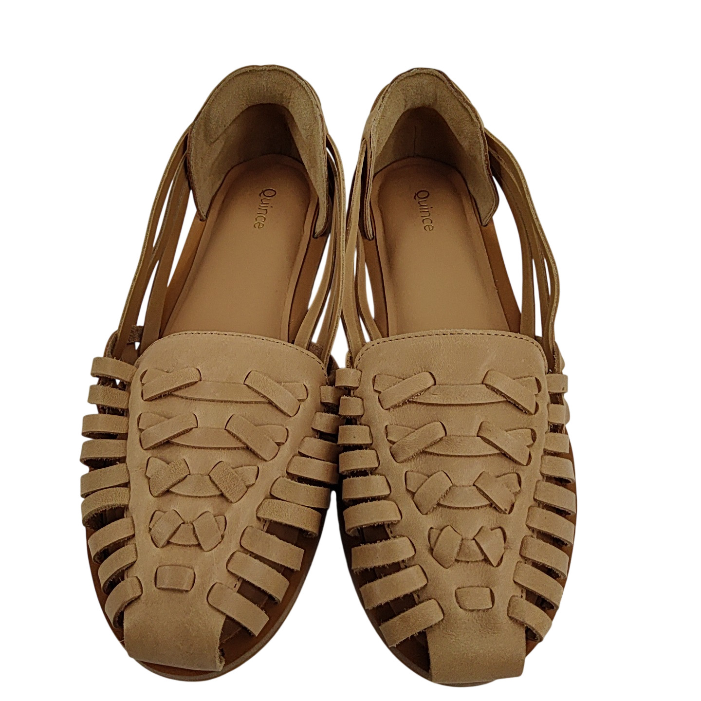 Quince Women 100% Leather Huarache Flat Cashew Shoes 7